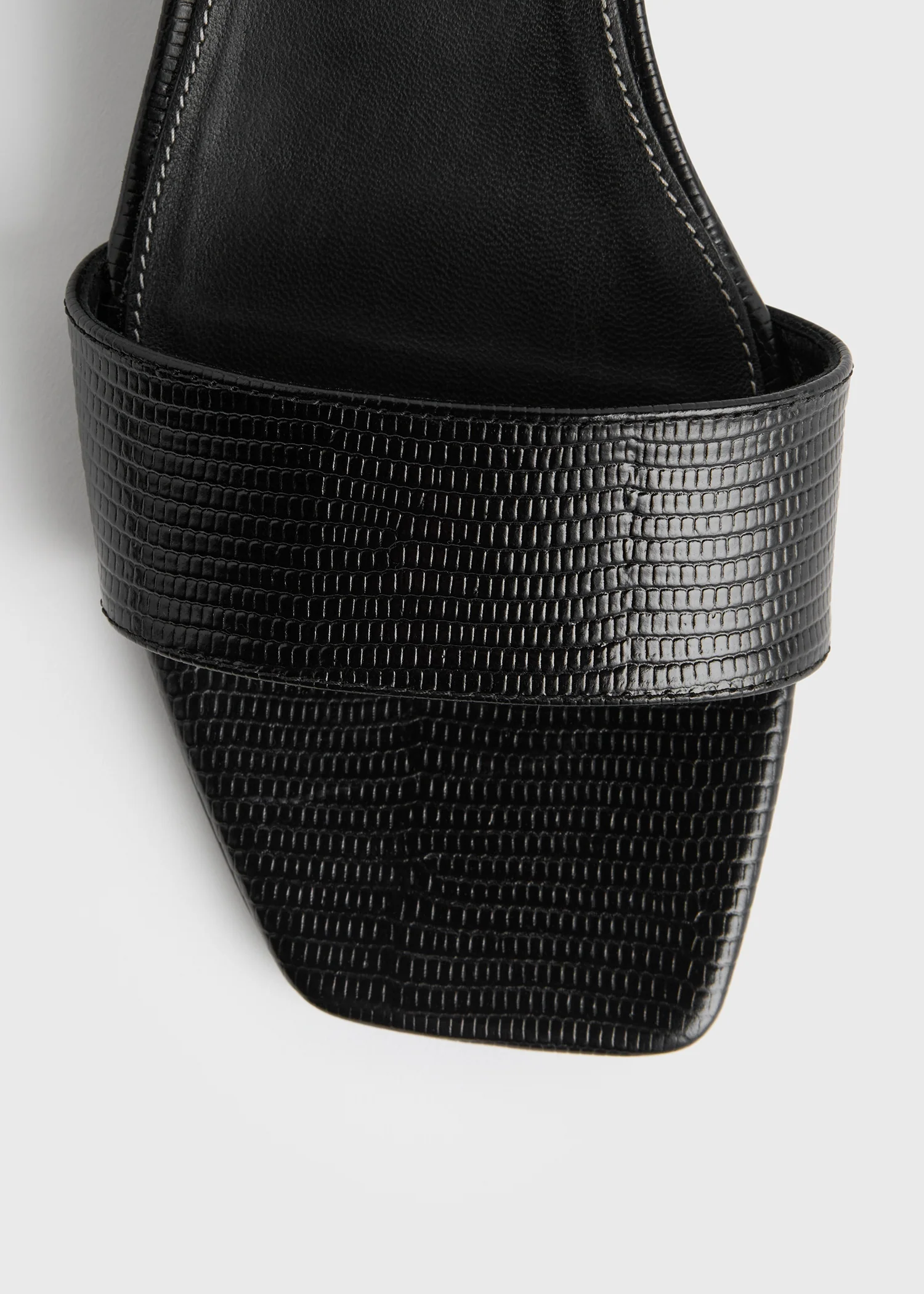 Slim lizard-embossed bandeau mules black - Image 7