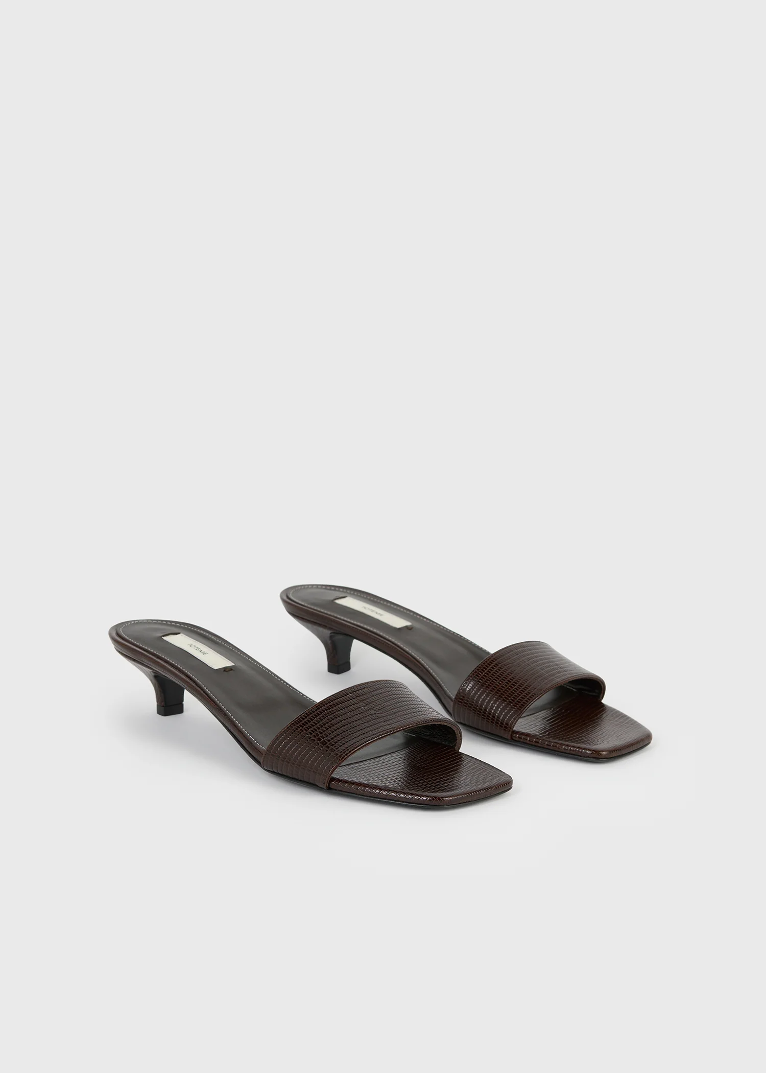 Slim lizard-embossed bandeau mules brown - Image 4