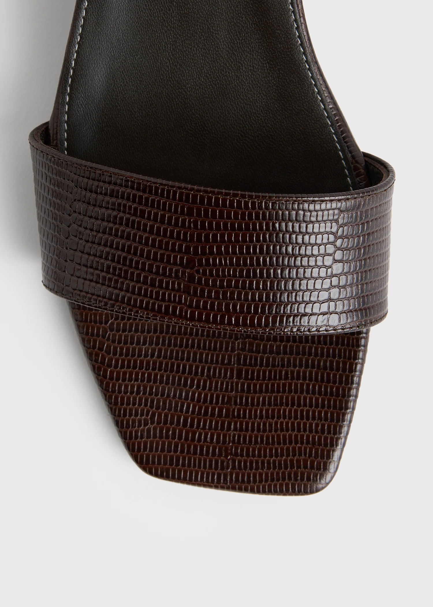 Slim lizard-embossed bandeau mules brown - Image 7