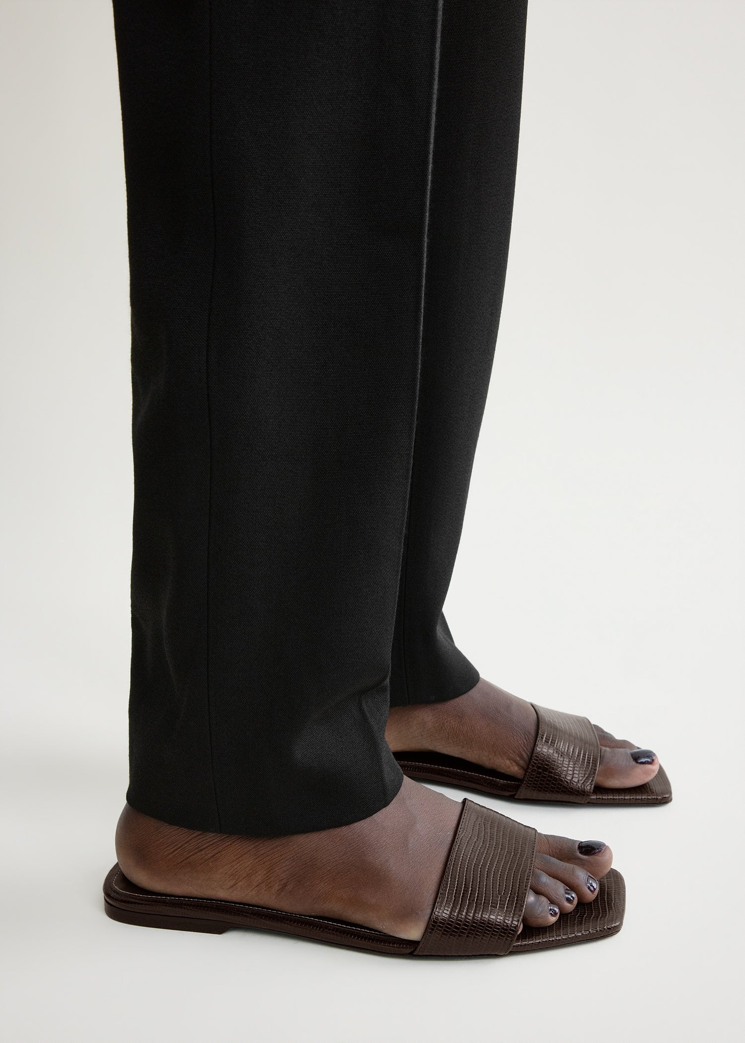 Slim lizard-embossed bandeau slides brown - Image 3