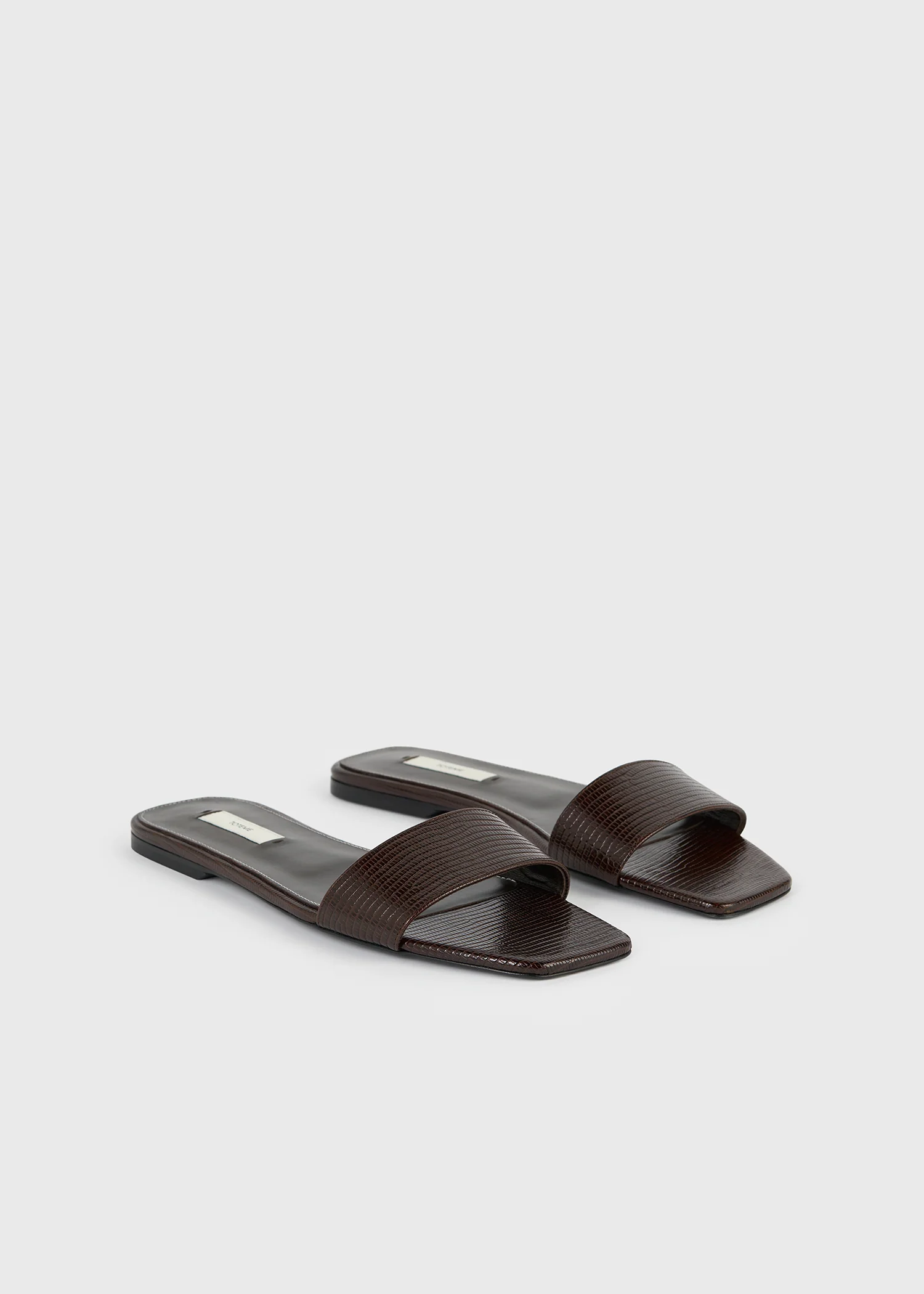 Slim lizard-embossed bandeau slides brown - Image 4