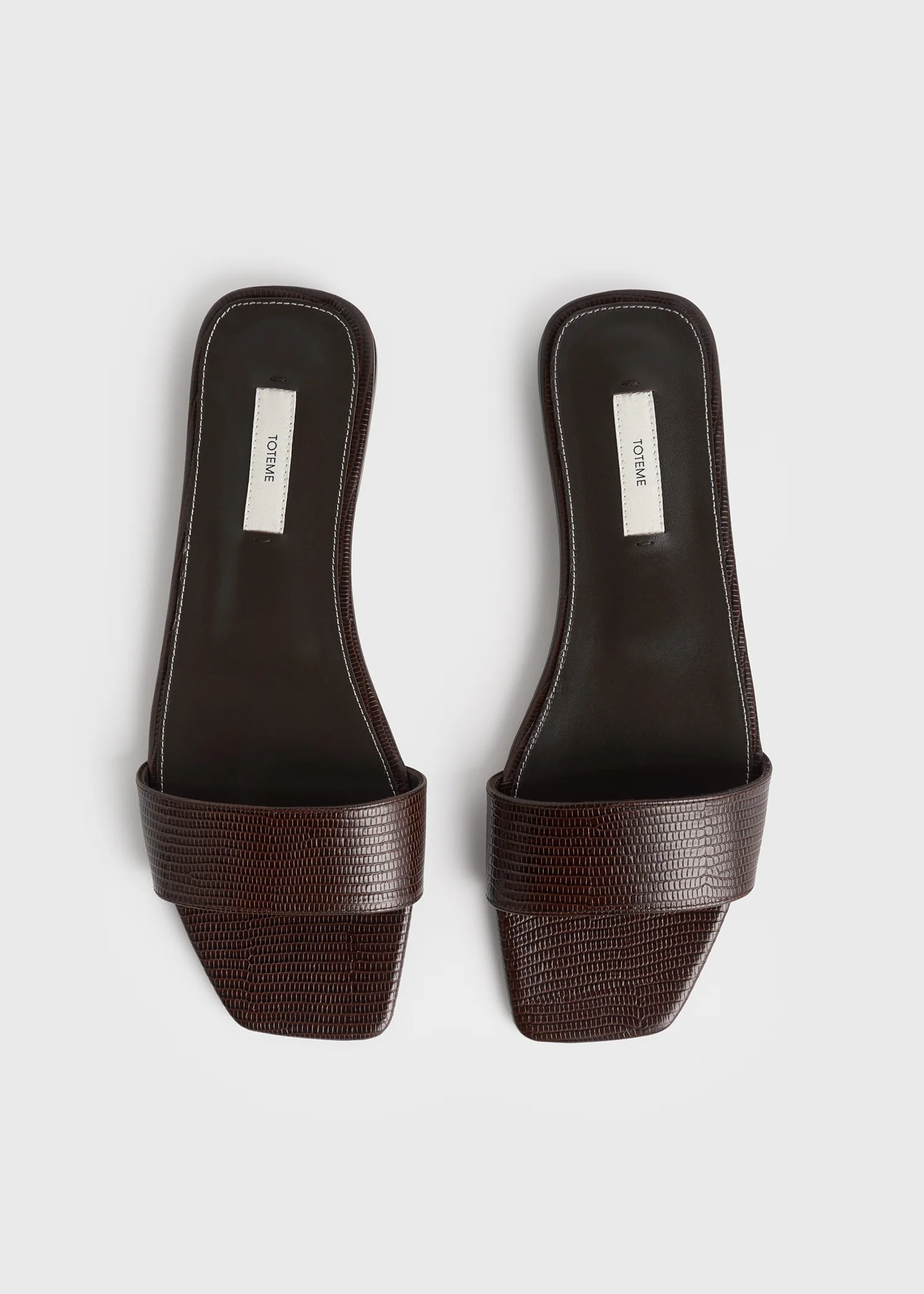 Slim lizard-embossed bandeau slides brown - Image 5