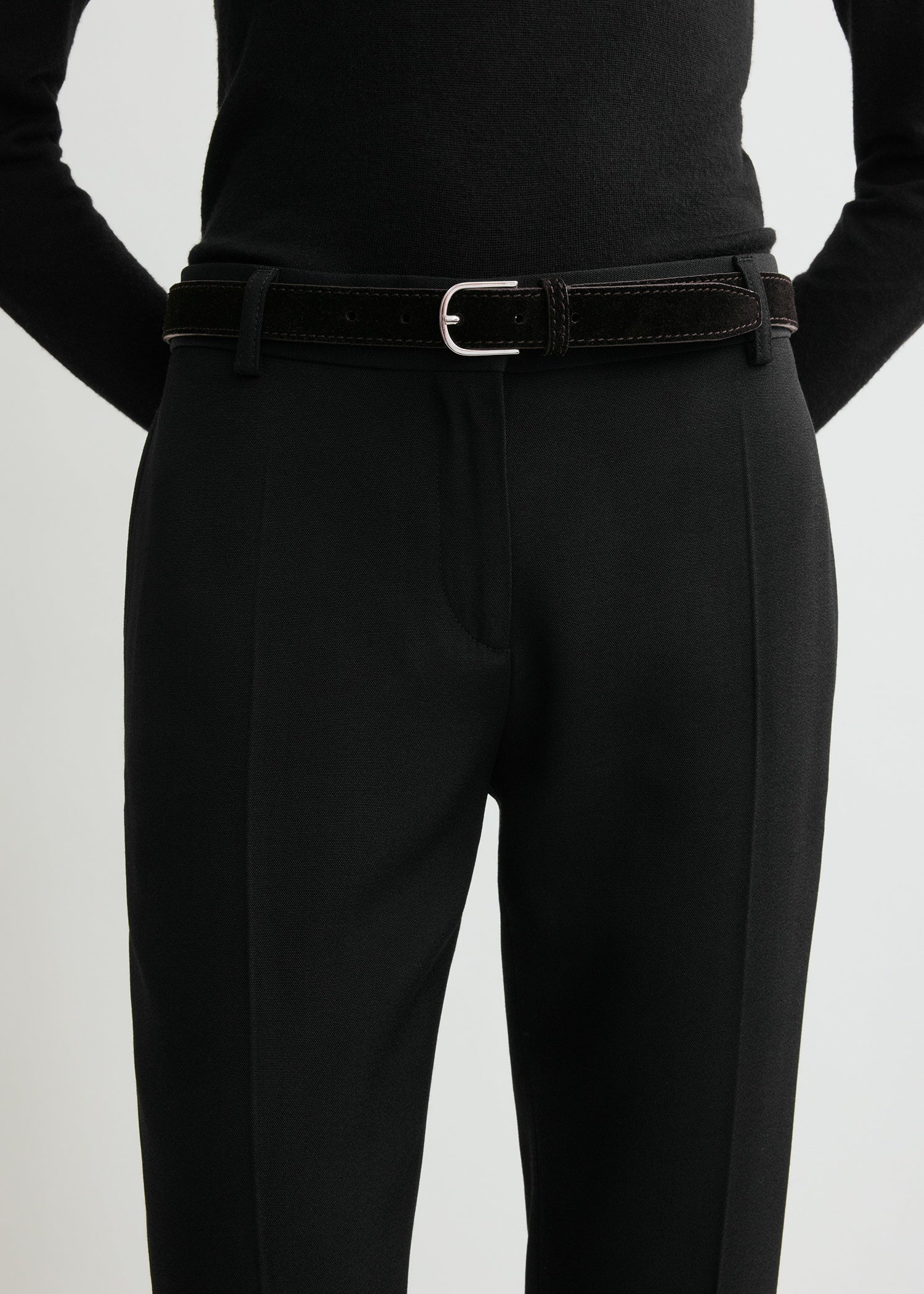 Slim suede trouser belt espresso - Image 2