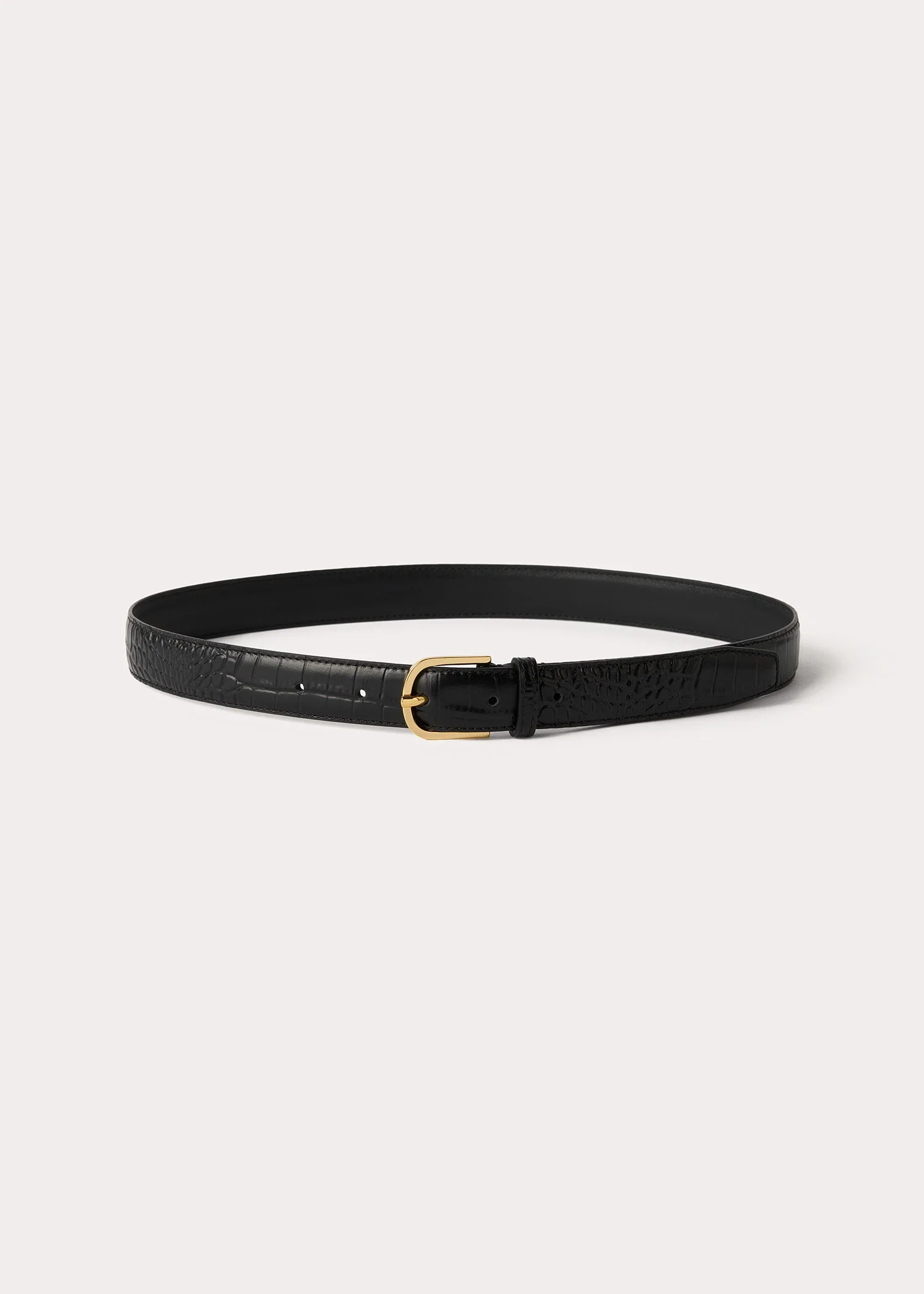 Slim croco-embossed trouser belt black - Image 3