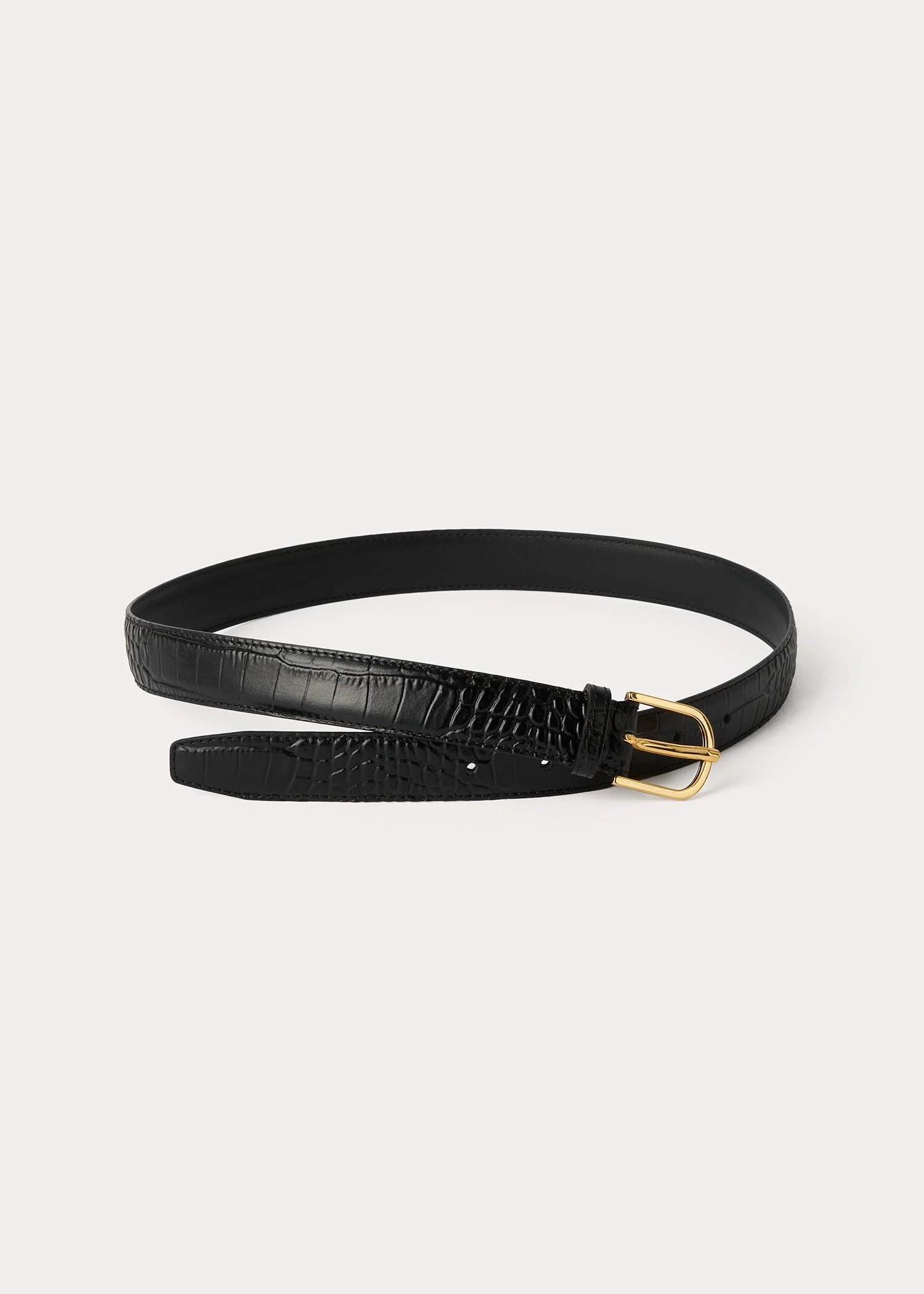 Slim croco-embossed trouser belt black - Image 4