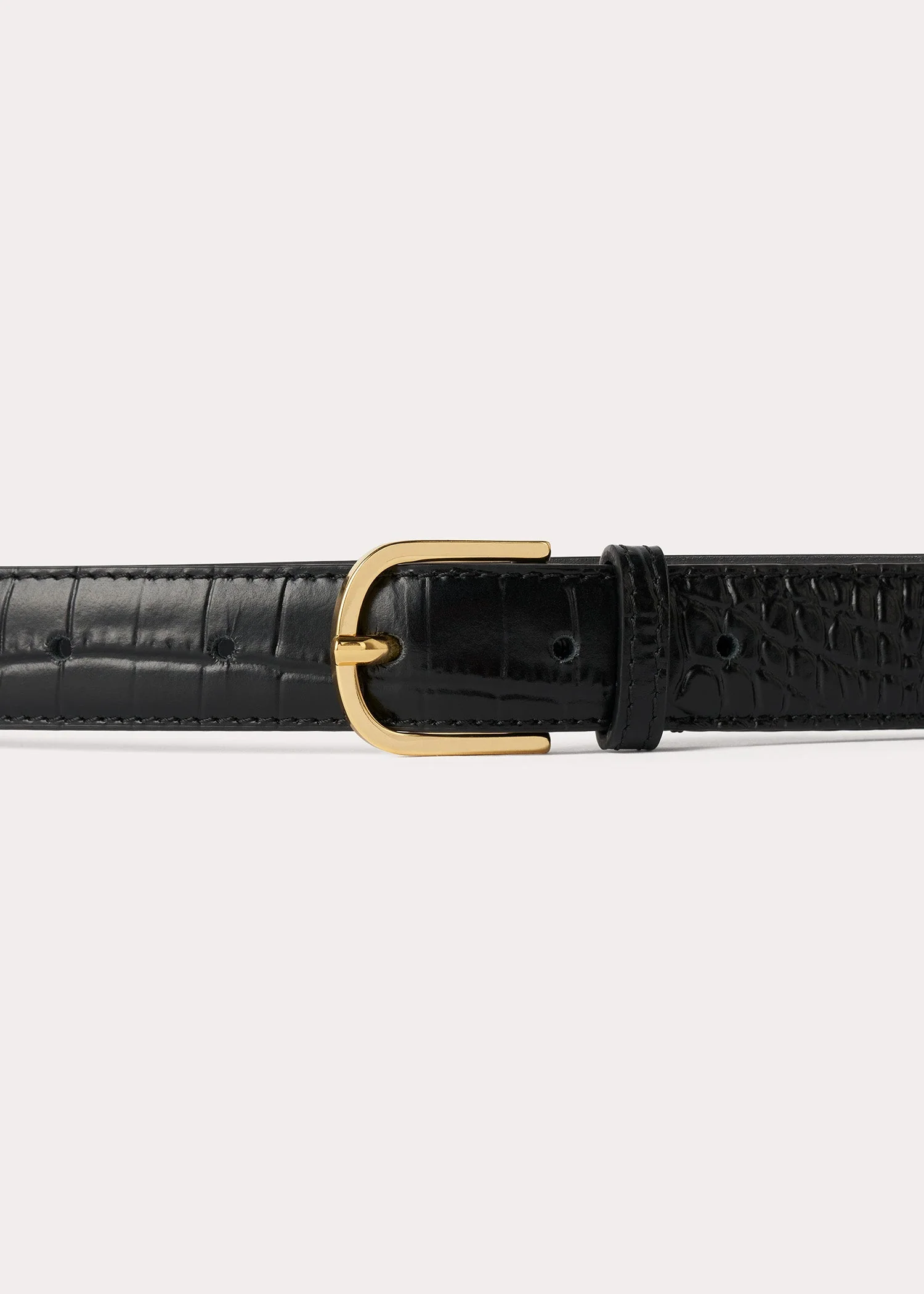 Slim croco-embossed trouser belt black - Image 5