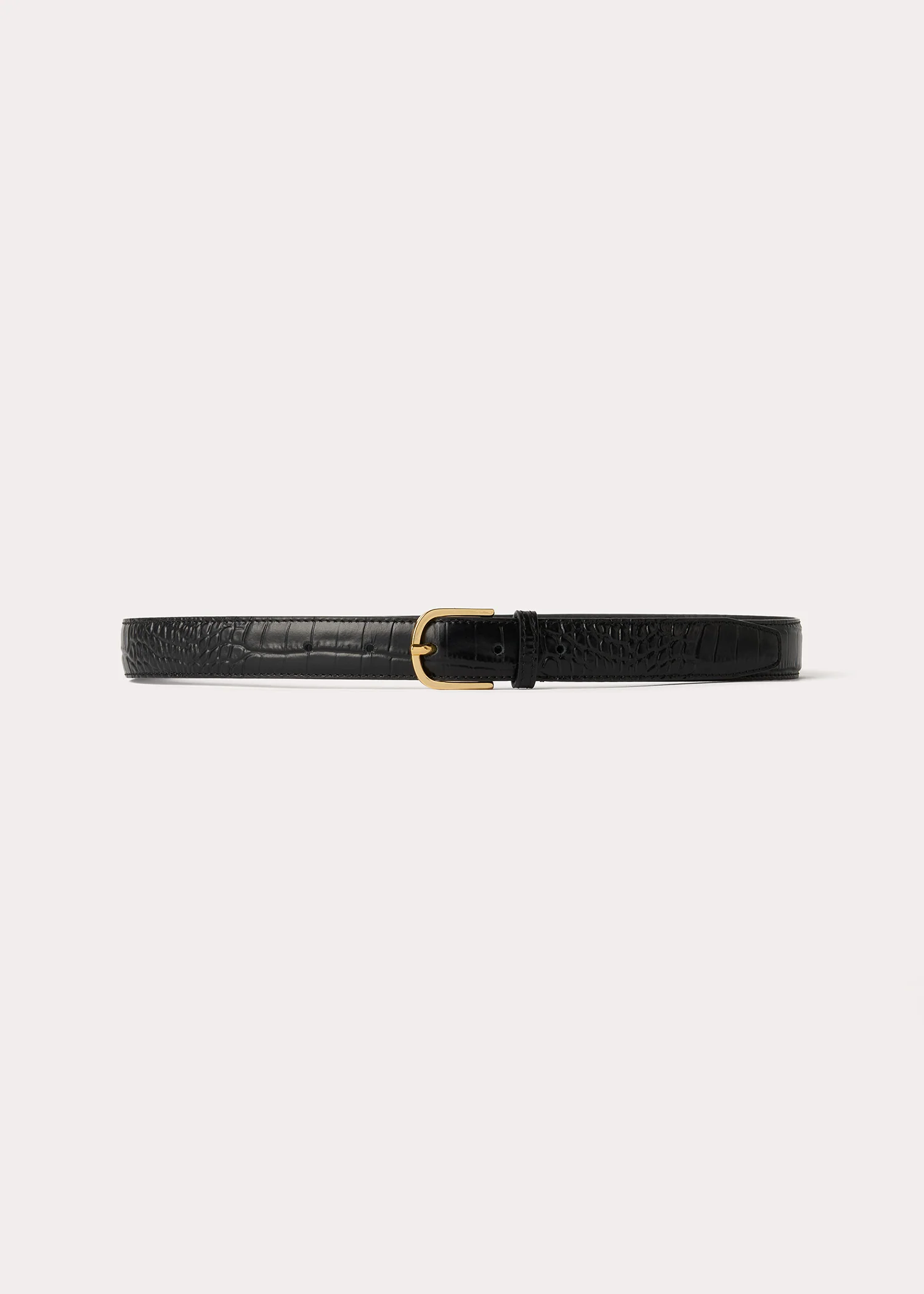 Slim croco-embossed trouser belt black - Image 7