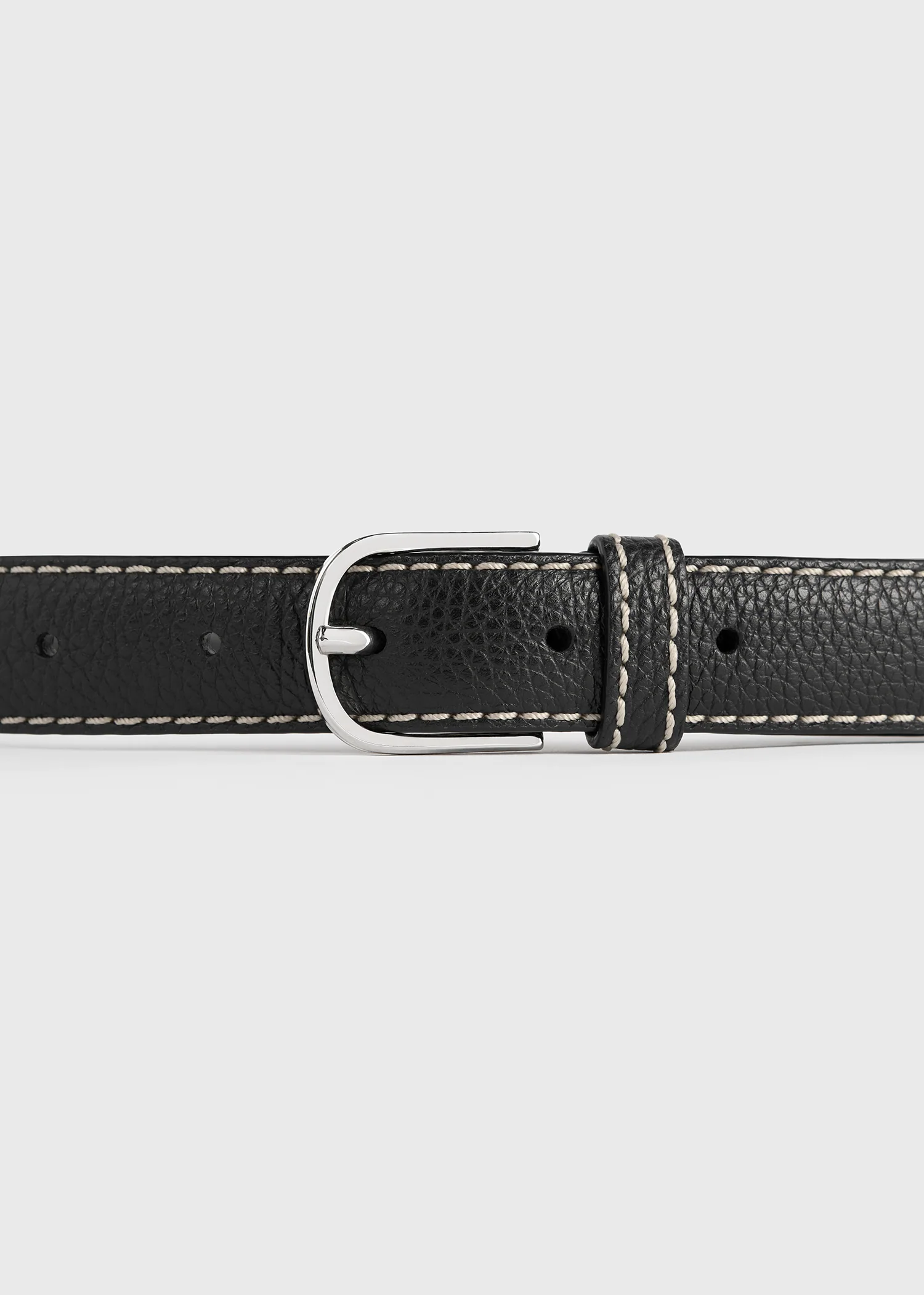 Slim grained-leather trouser belt black - Image 5