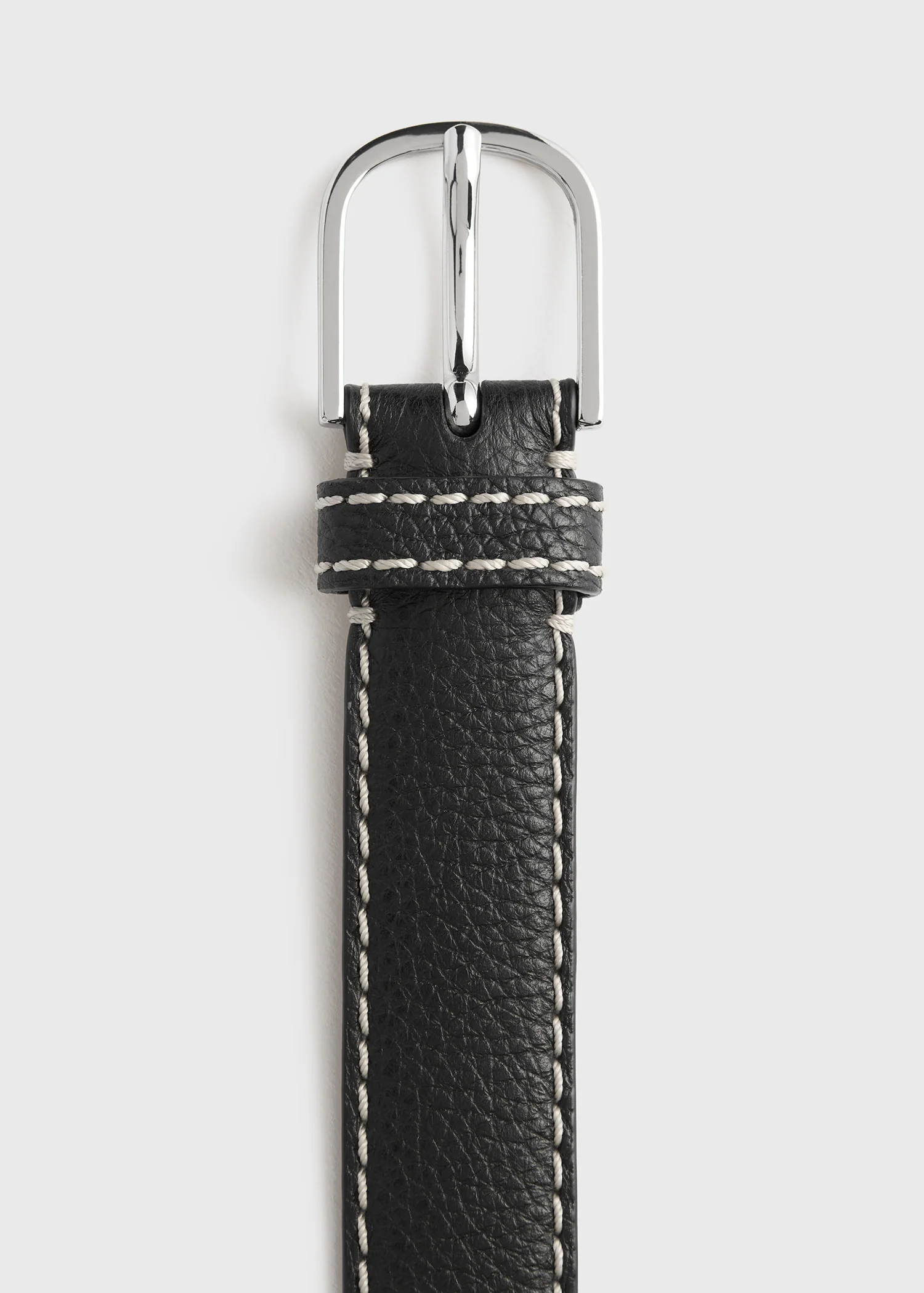 Slim grained-leather trouser belt black - Image 6