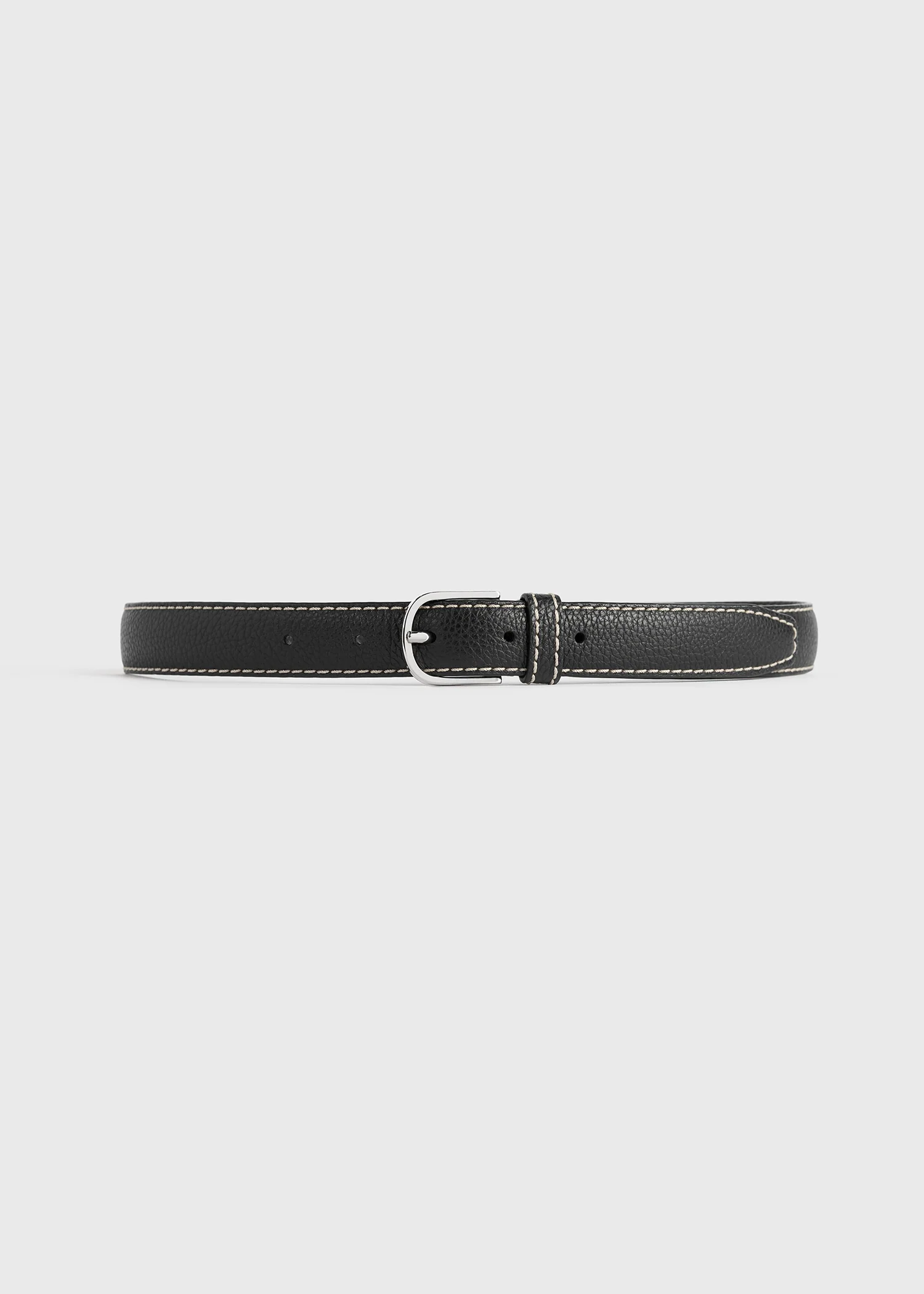 Slim grained-leather trouser belt black - Image 7