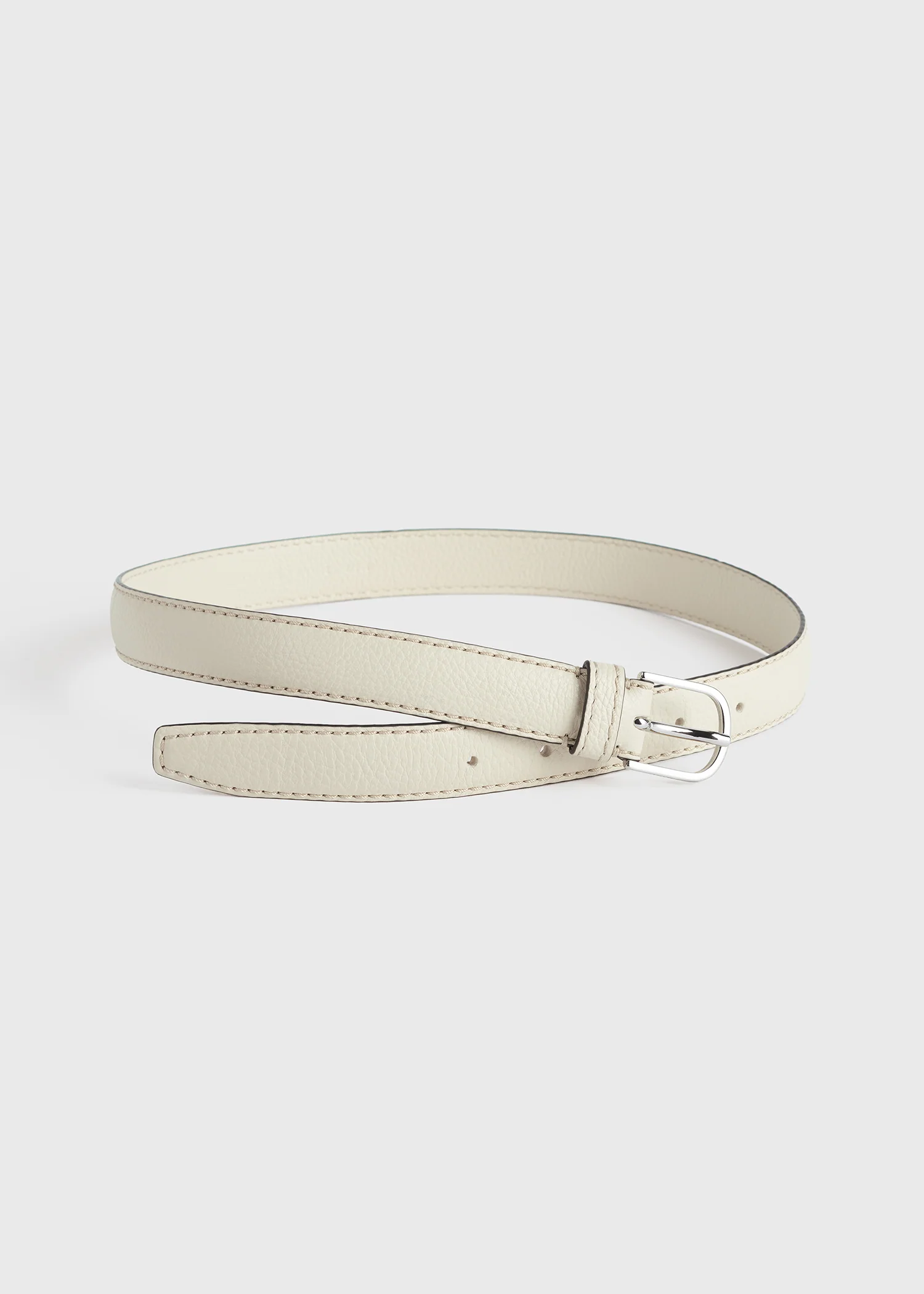 Slim grained-leather trouser belt milk - Image 5