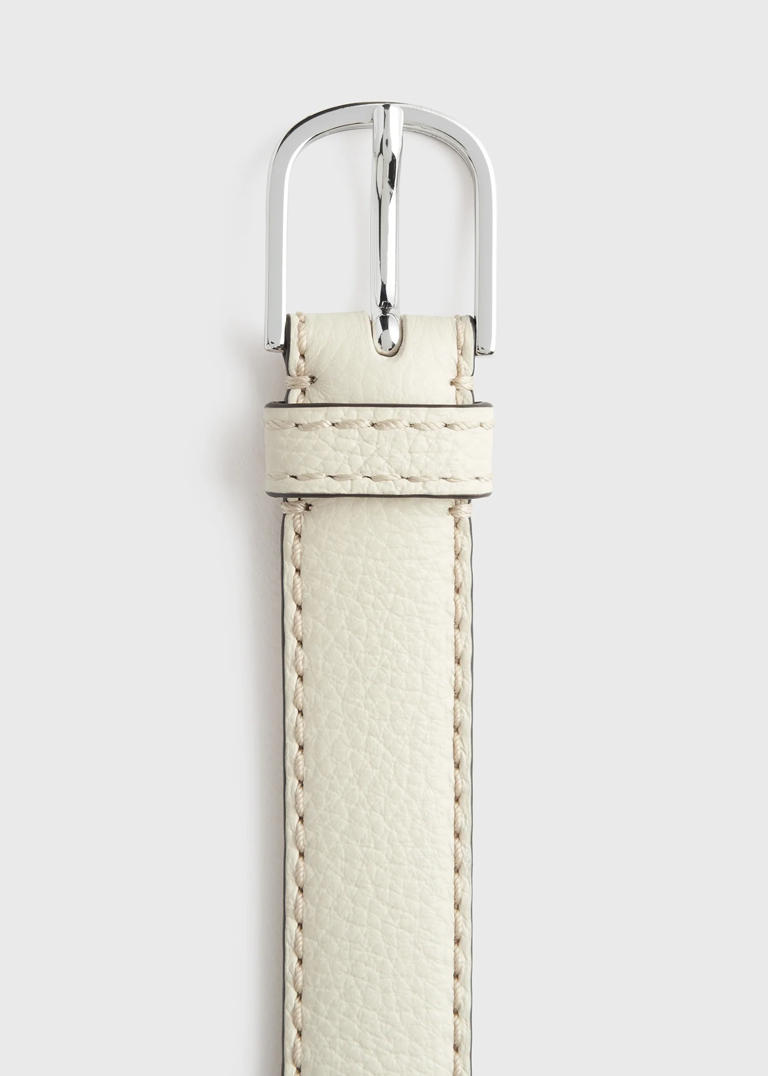Slim grained-leather trouser belt milk - Image 6