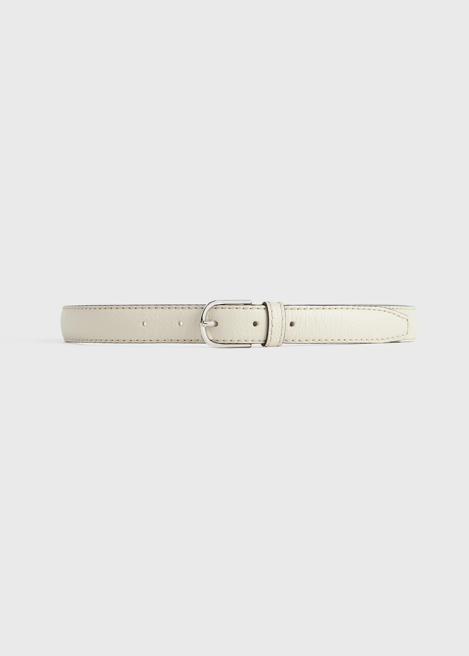 Slim grained-leather trouser belt milk - Image 7