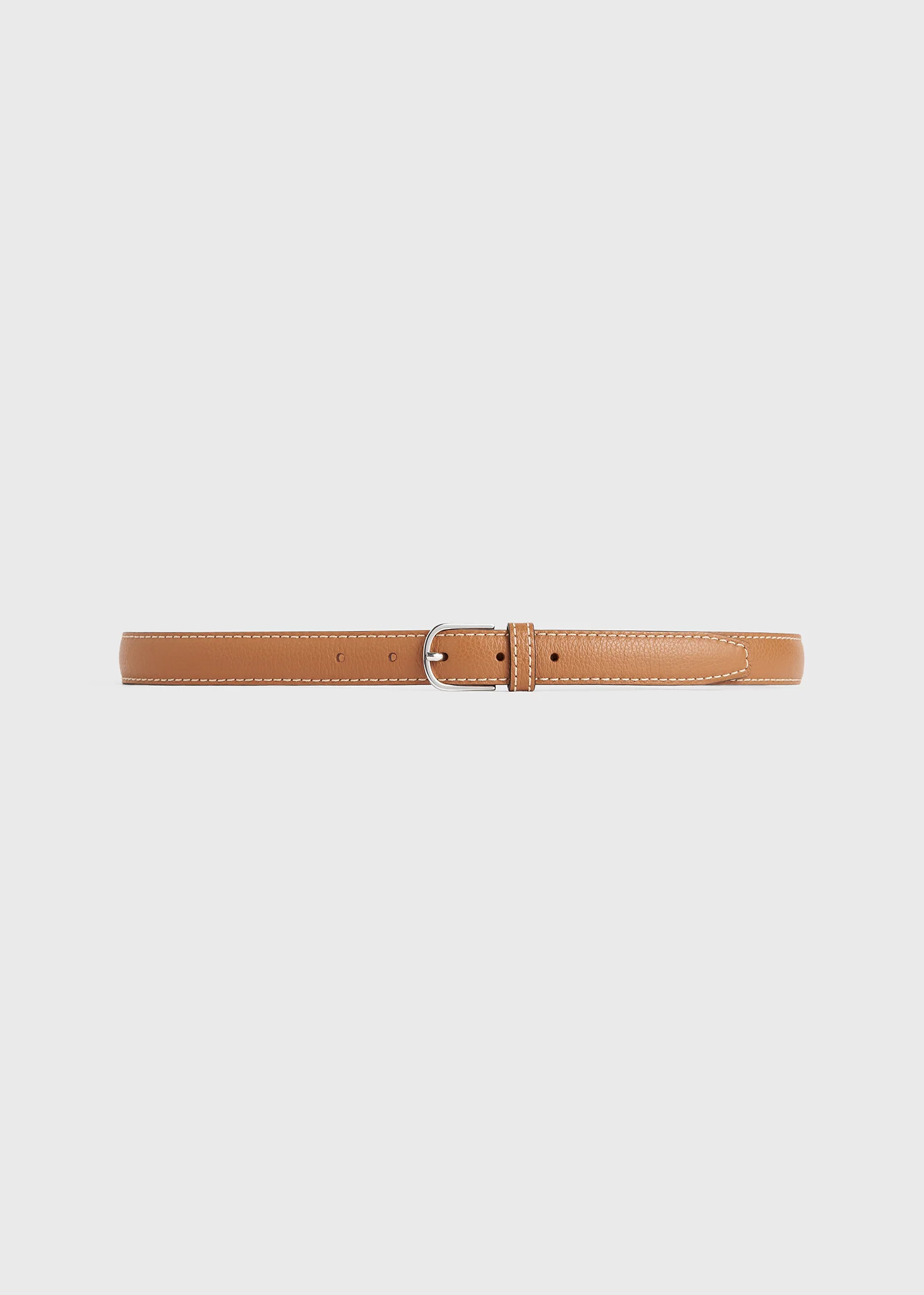 Slim grained-leather trouser belt tan - Image 6
