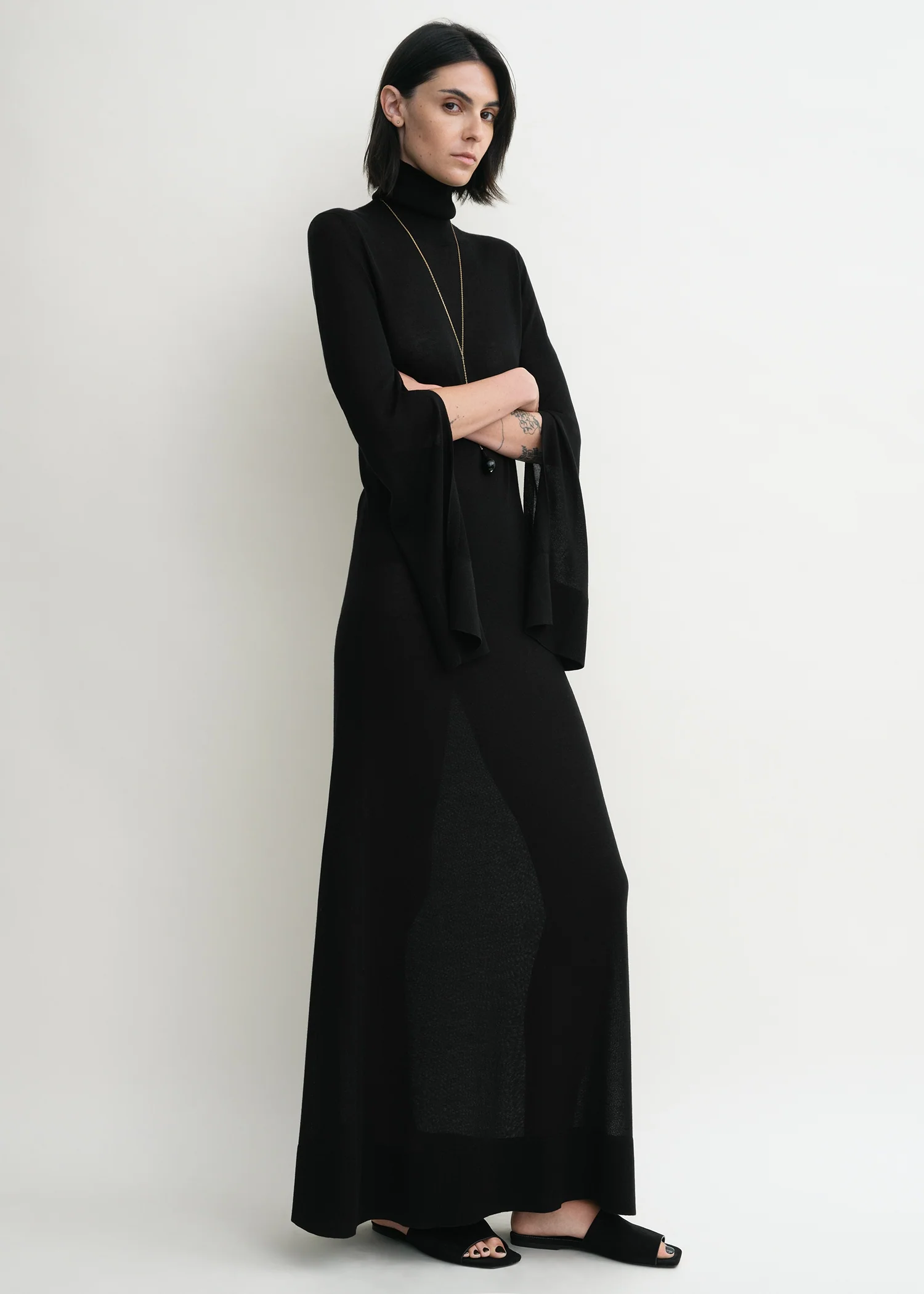 Slit sleeve knit dress black - Image 2