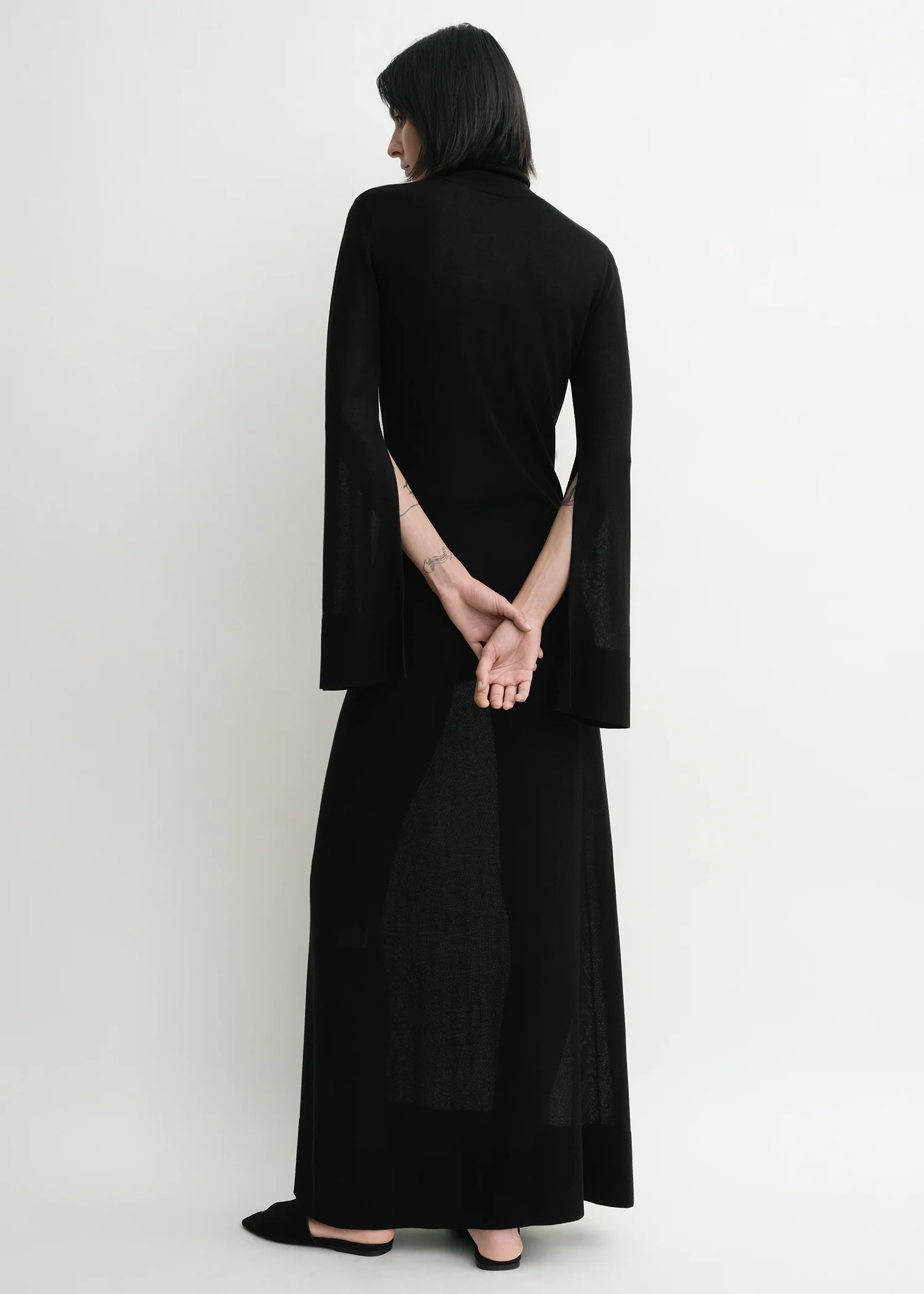 Slit sleeve knit dress black - Image 3