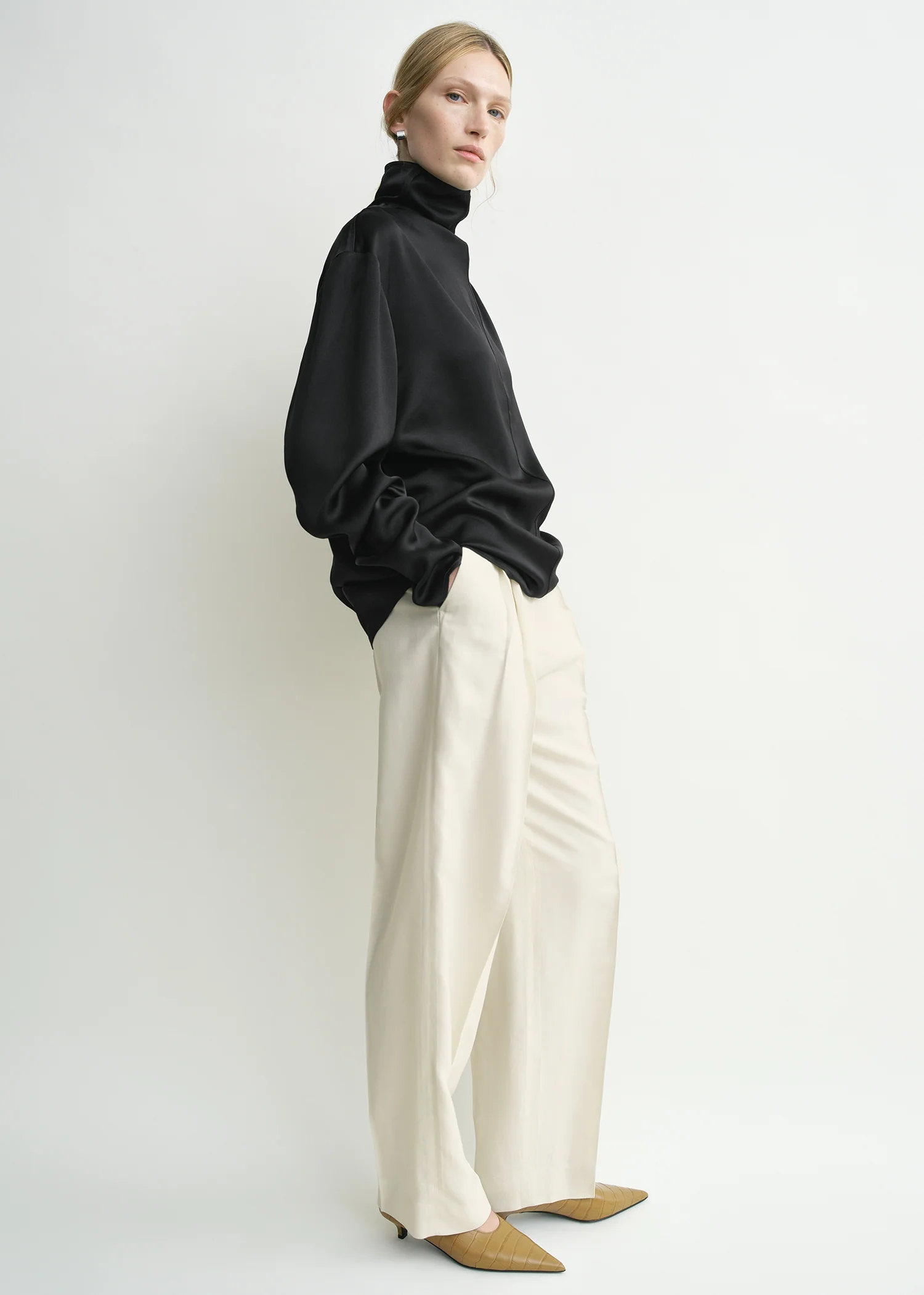 Slouch-neck blouse black petite - Image 2