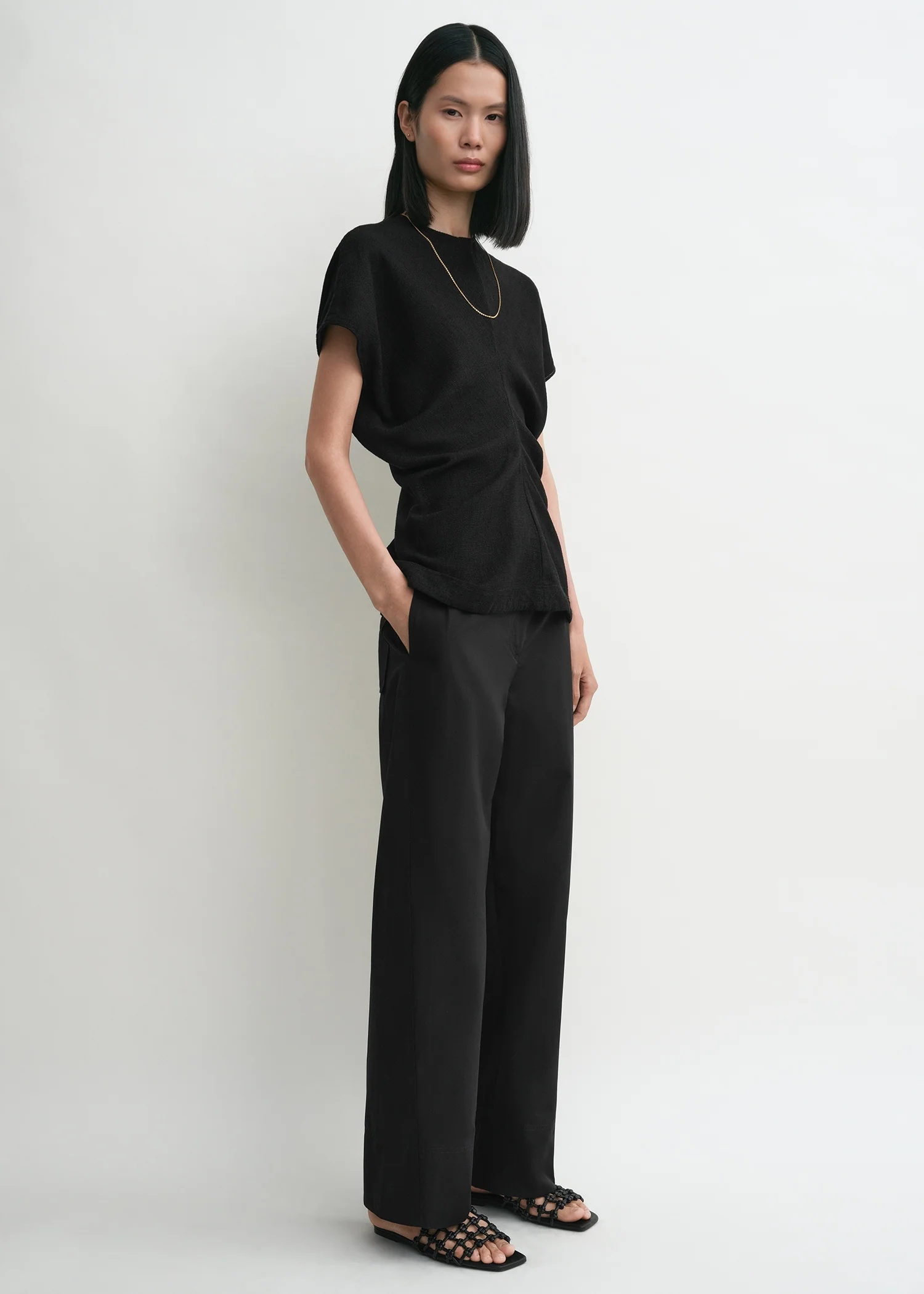 Slouch waist basketweave top black - Image 2