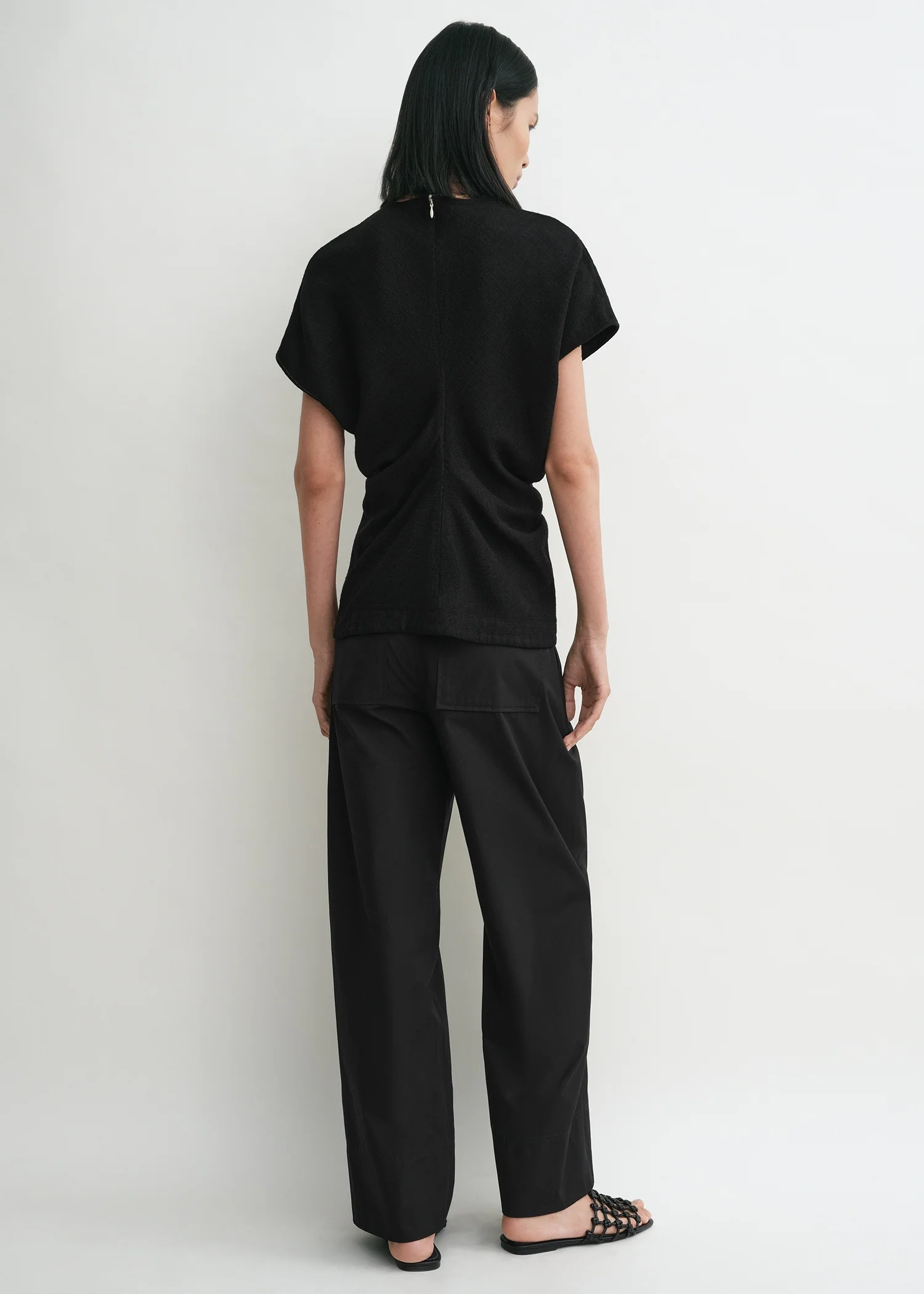 Slouch waist basketweave top black - Image 3