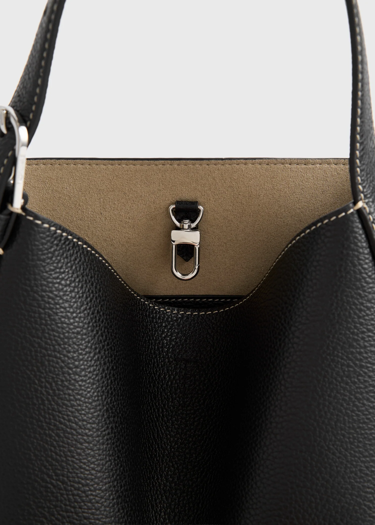 Small belted grained-leather tote black - Image 6