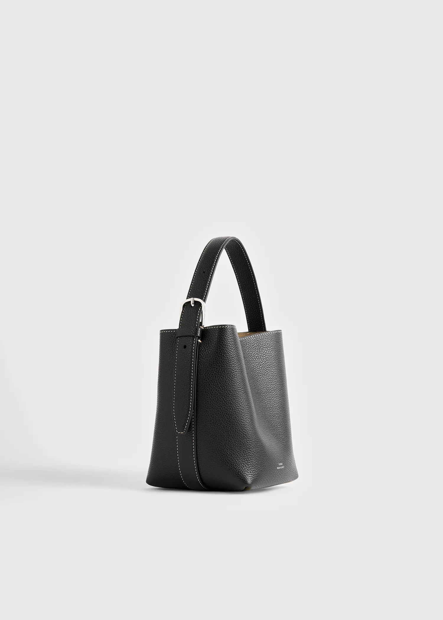 Small belted grained-leather tote black - Image 7