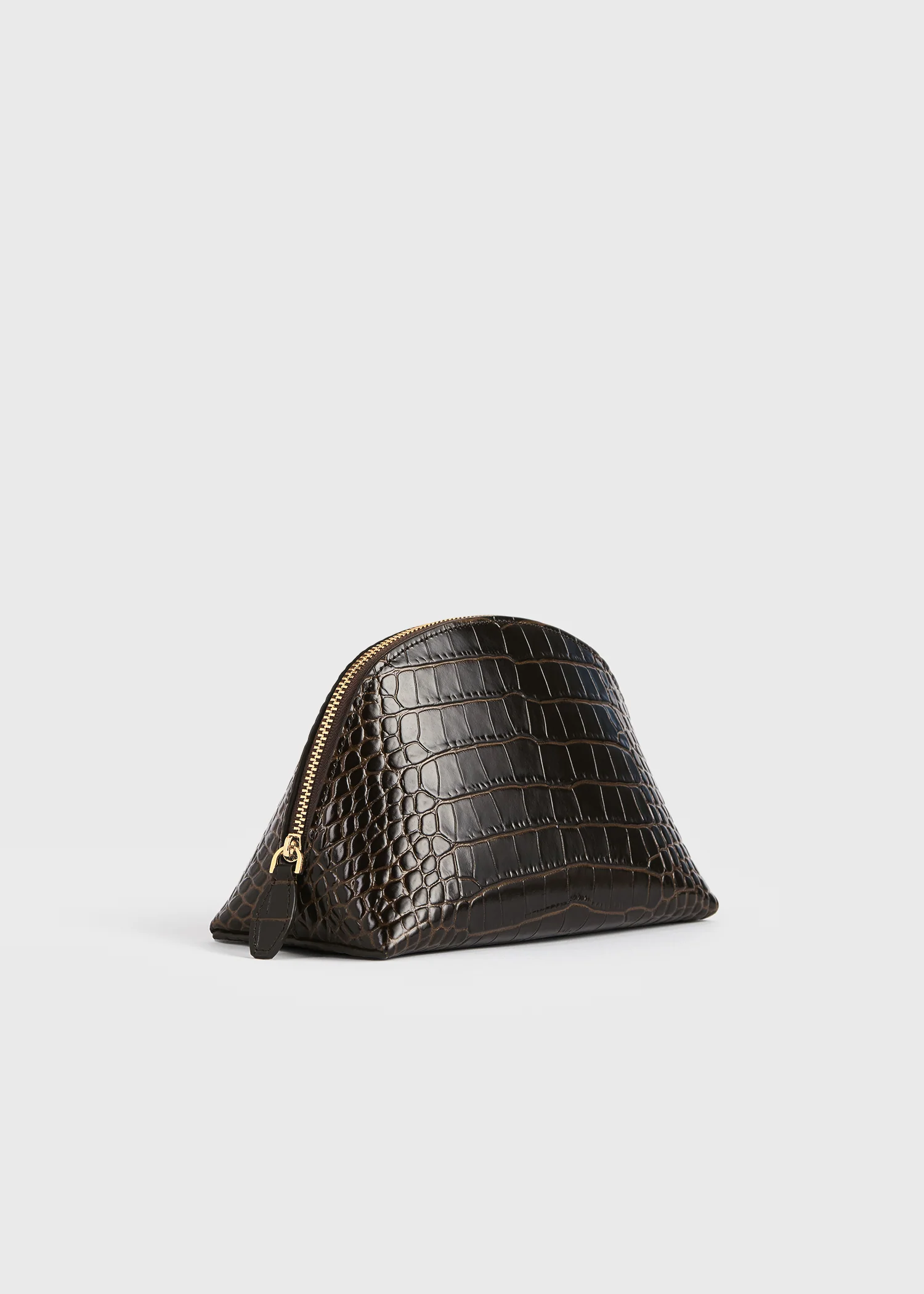 Small croco-embossed day pouch dark brown - Image 4