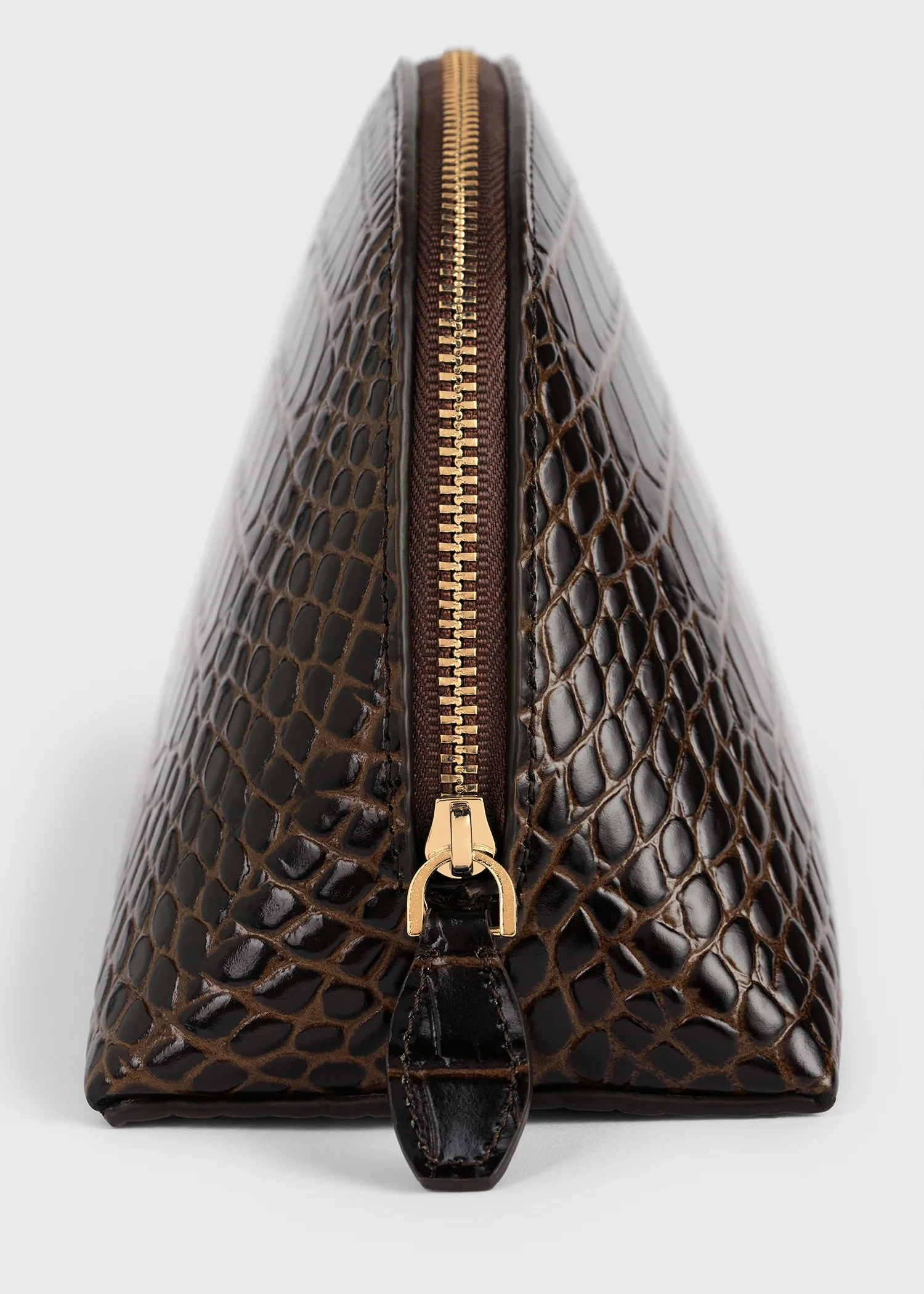 Small croco-embossed day pouch dark brown - Image 6