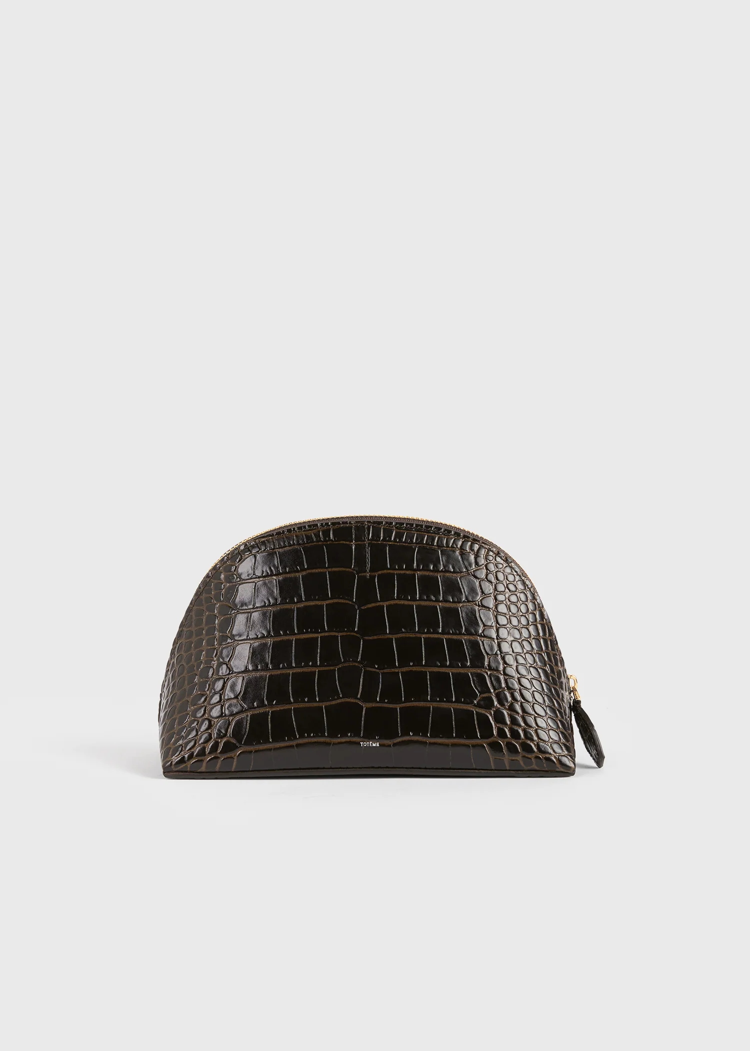 Small croco-embossed day pouch dark brown - Image 8