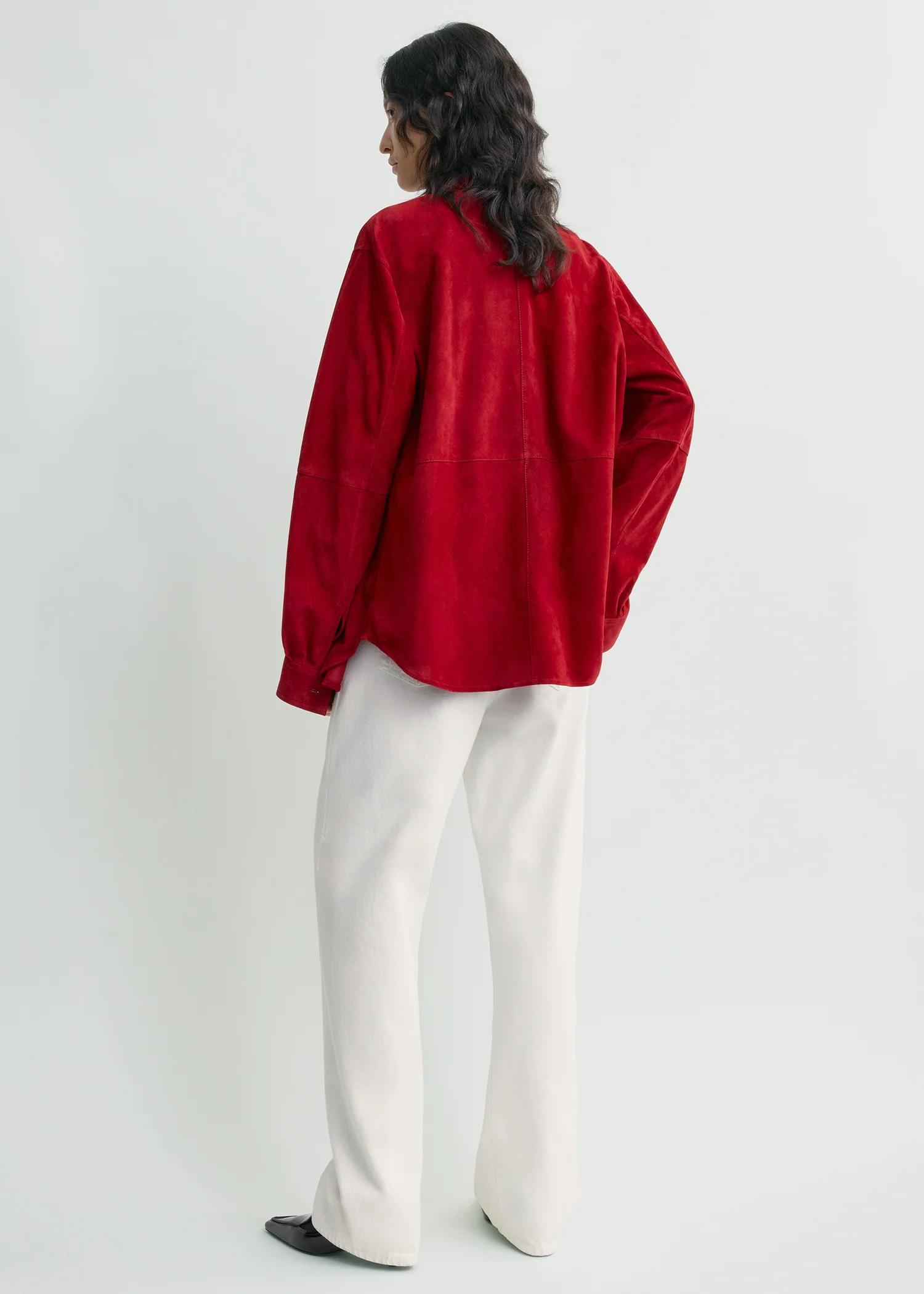 Soft suede overshirt poppy - Image 3