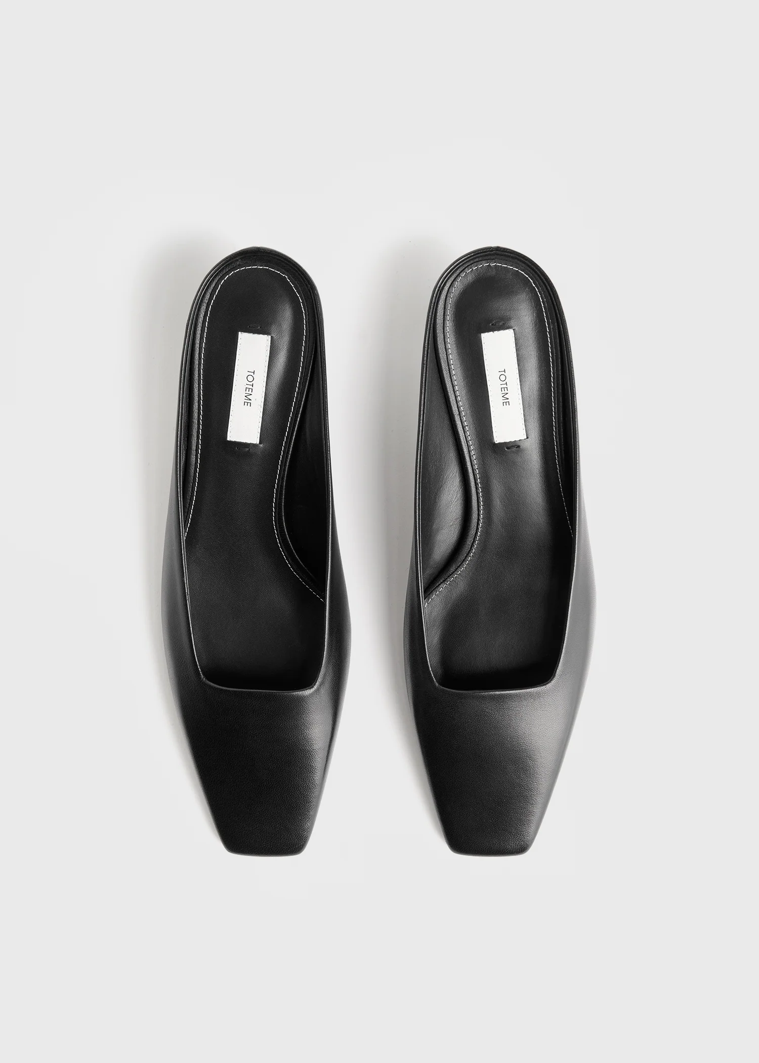 Square leather kitten mules black - Image 4