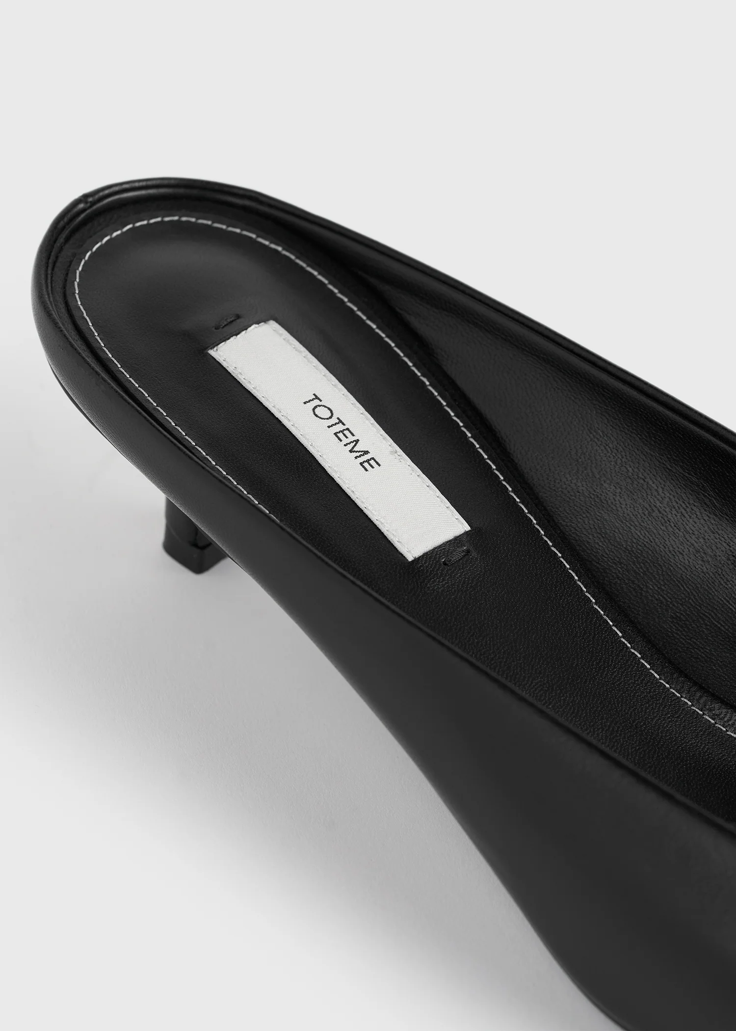 Square leather kitten mules black - Image 5
