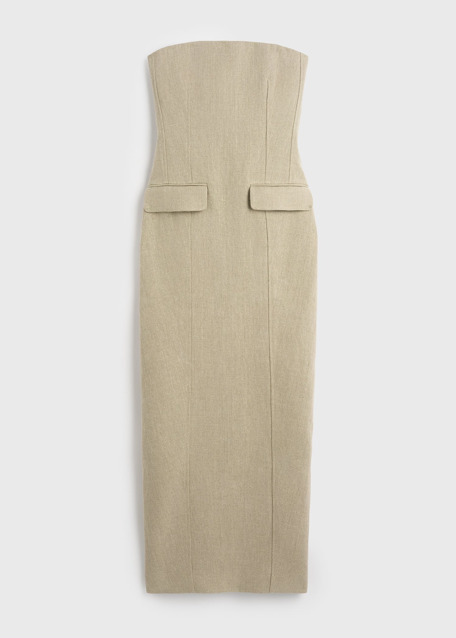 Strapless pocket dress beige - Image 6