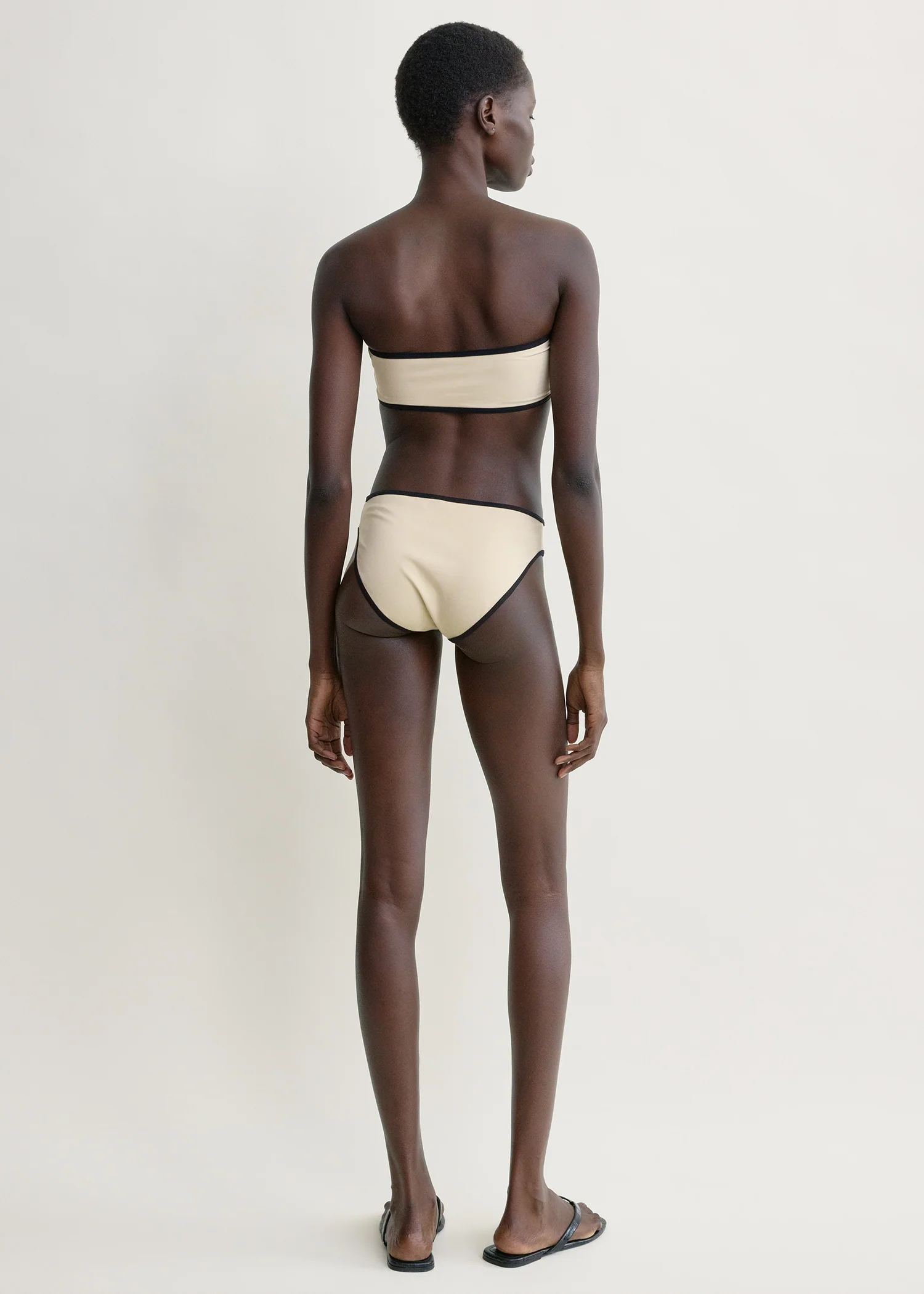 Stripe edge strapless bikini top light hay - Image 3
