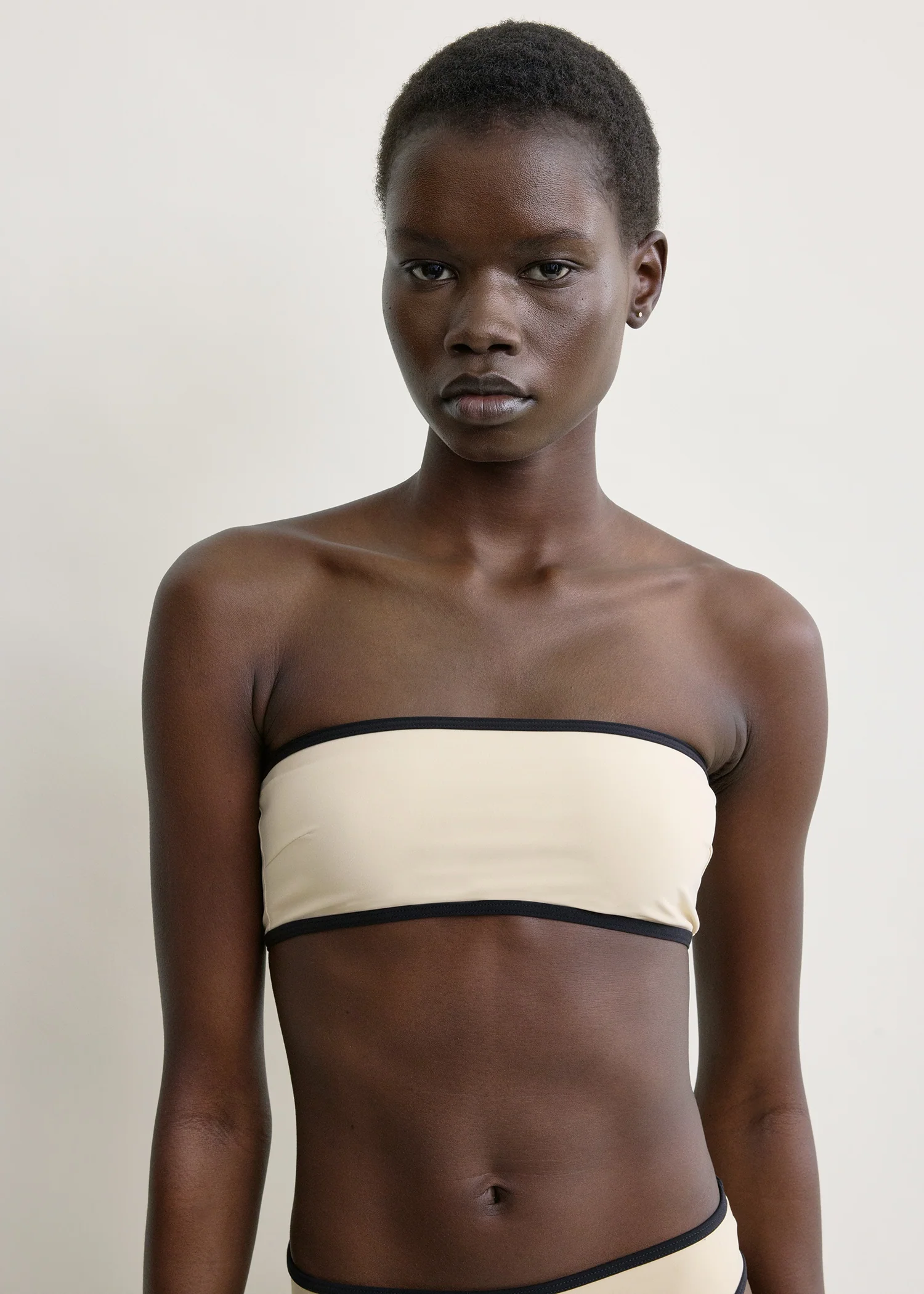 Stripe edge strapless bikini top light hay - Image 4