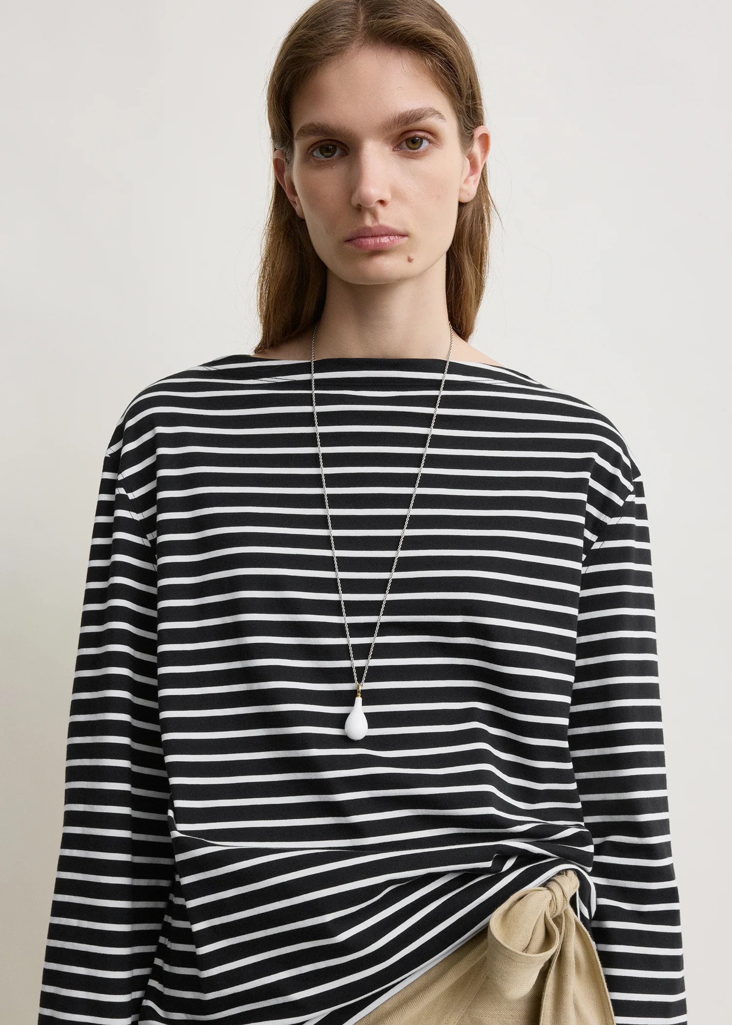 Stripe jersey long-sleeve tee black/white - Image 4