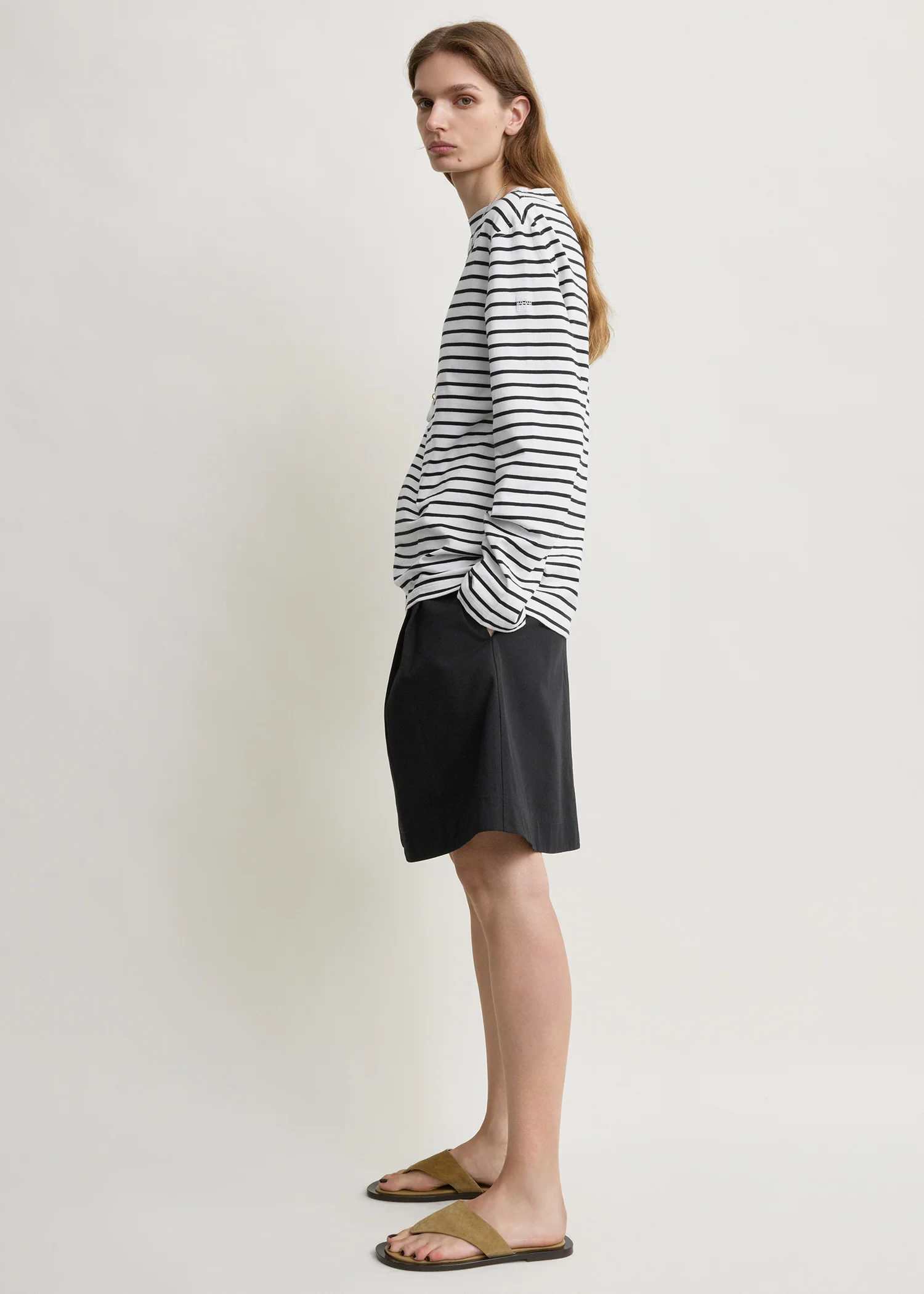 Stripe jersey long-sleeve tee white/black - Image 2