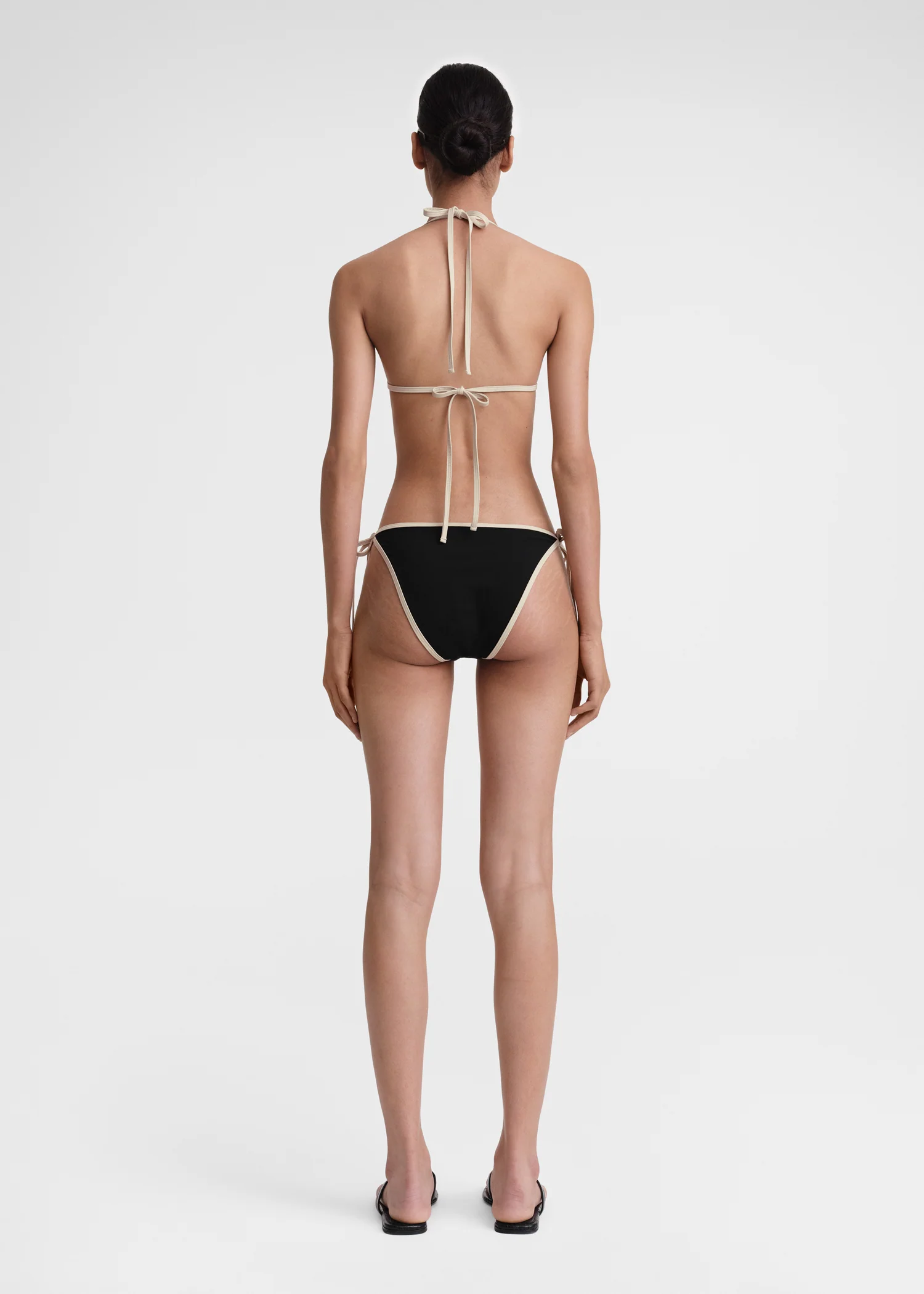 Stripe tie bikini top black - Image 3