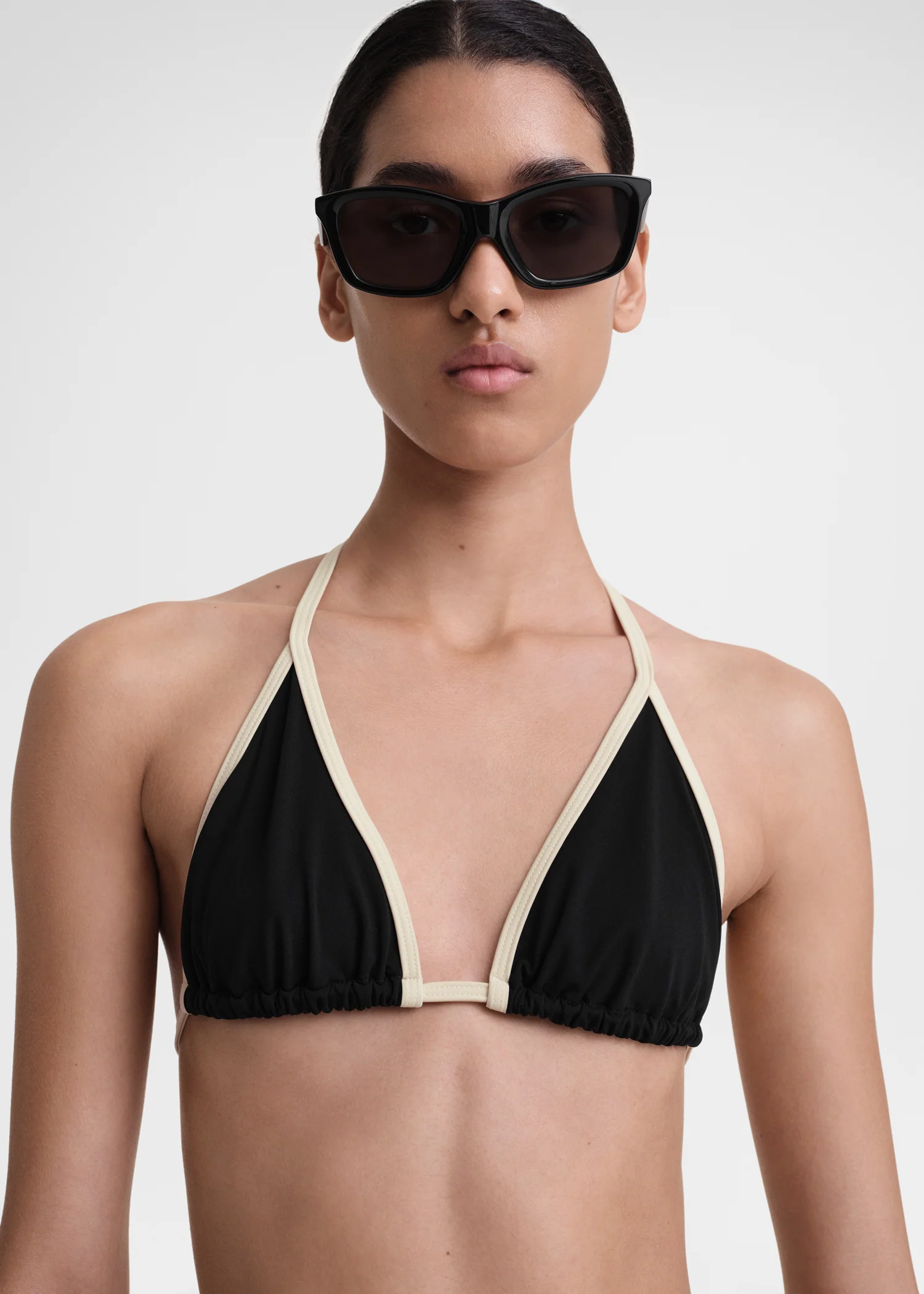 Stripe tie bikini top black - Image 4