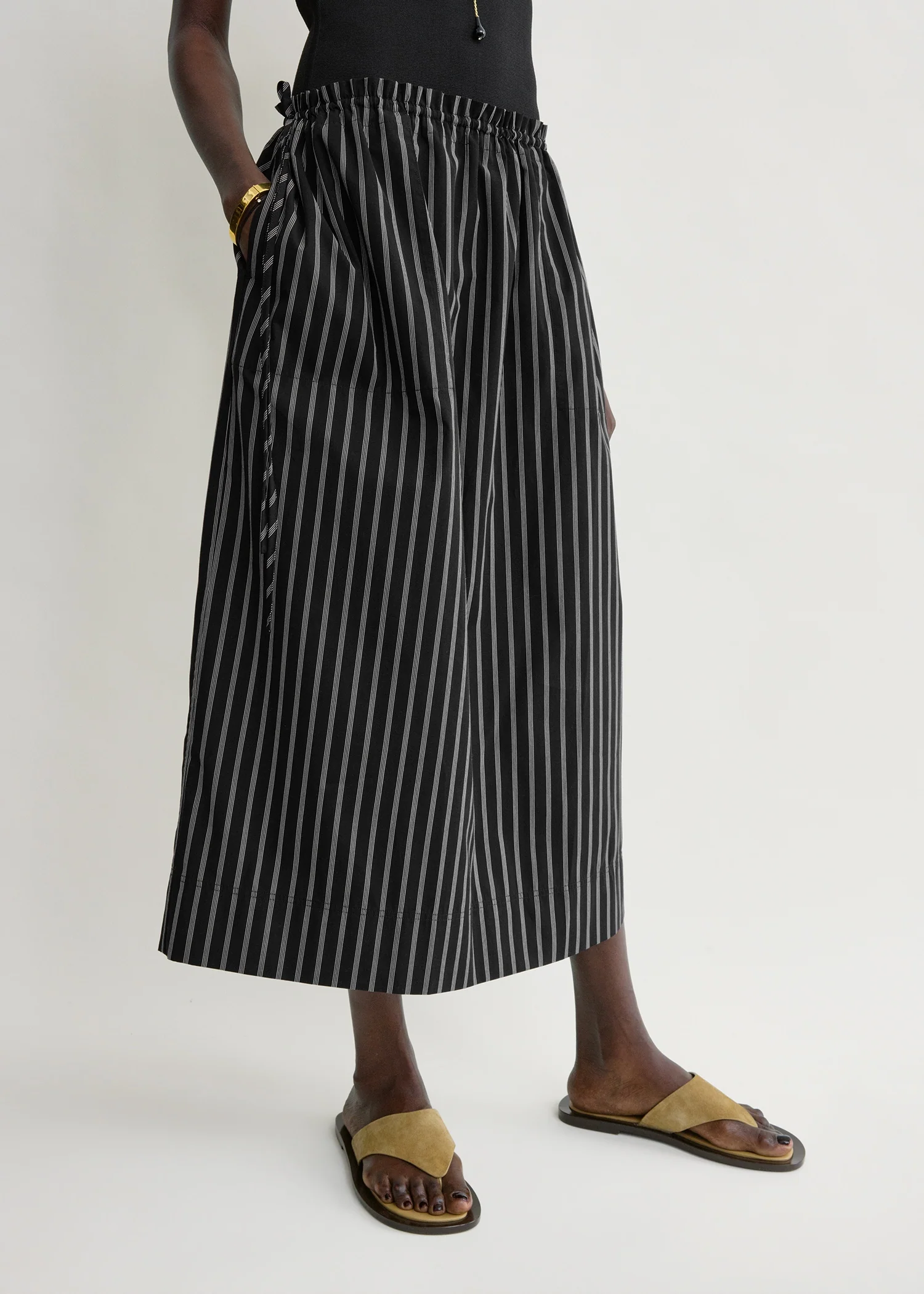 Striped drawstring skirt black/white - Image 4