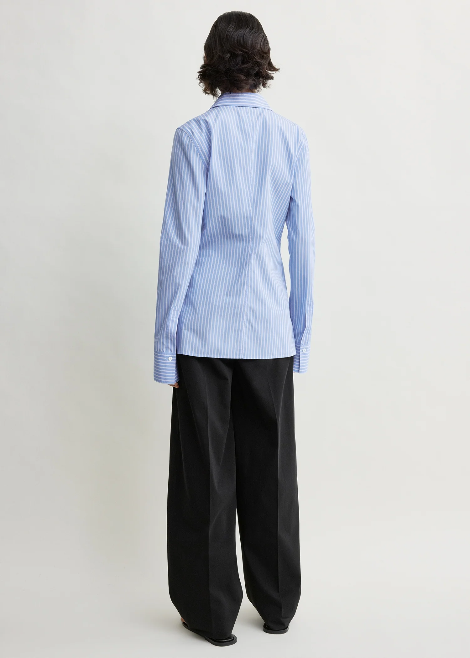 Striped poplin shirt blue/white - Image 3