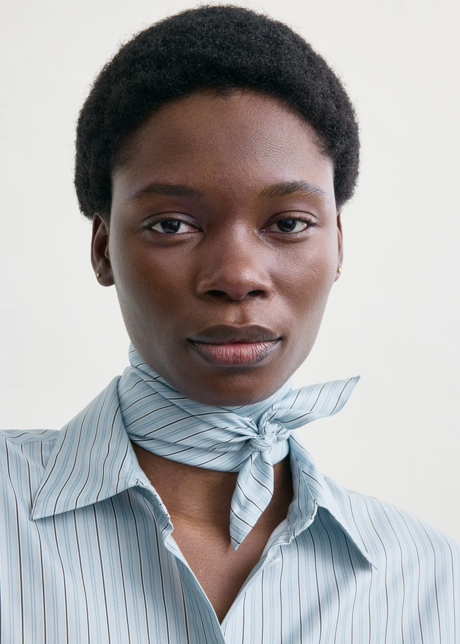 Striped silk scarf ice/white - Image 3