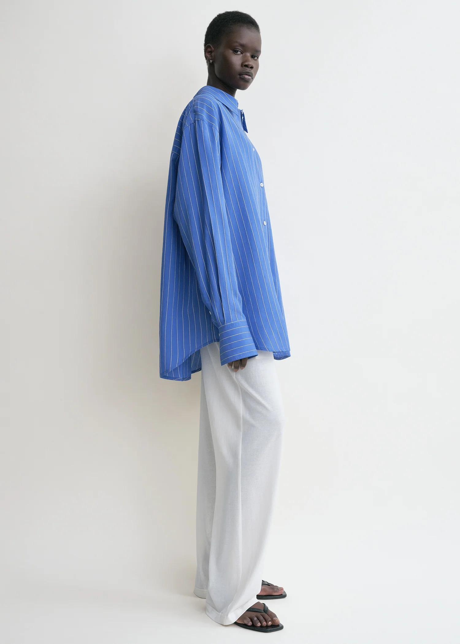 Striped summer shirt cobalt/white - Image 2