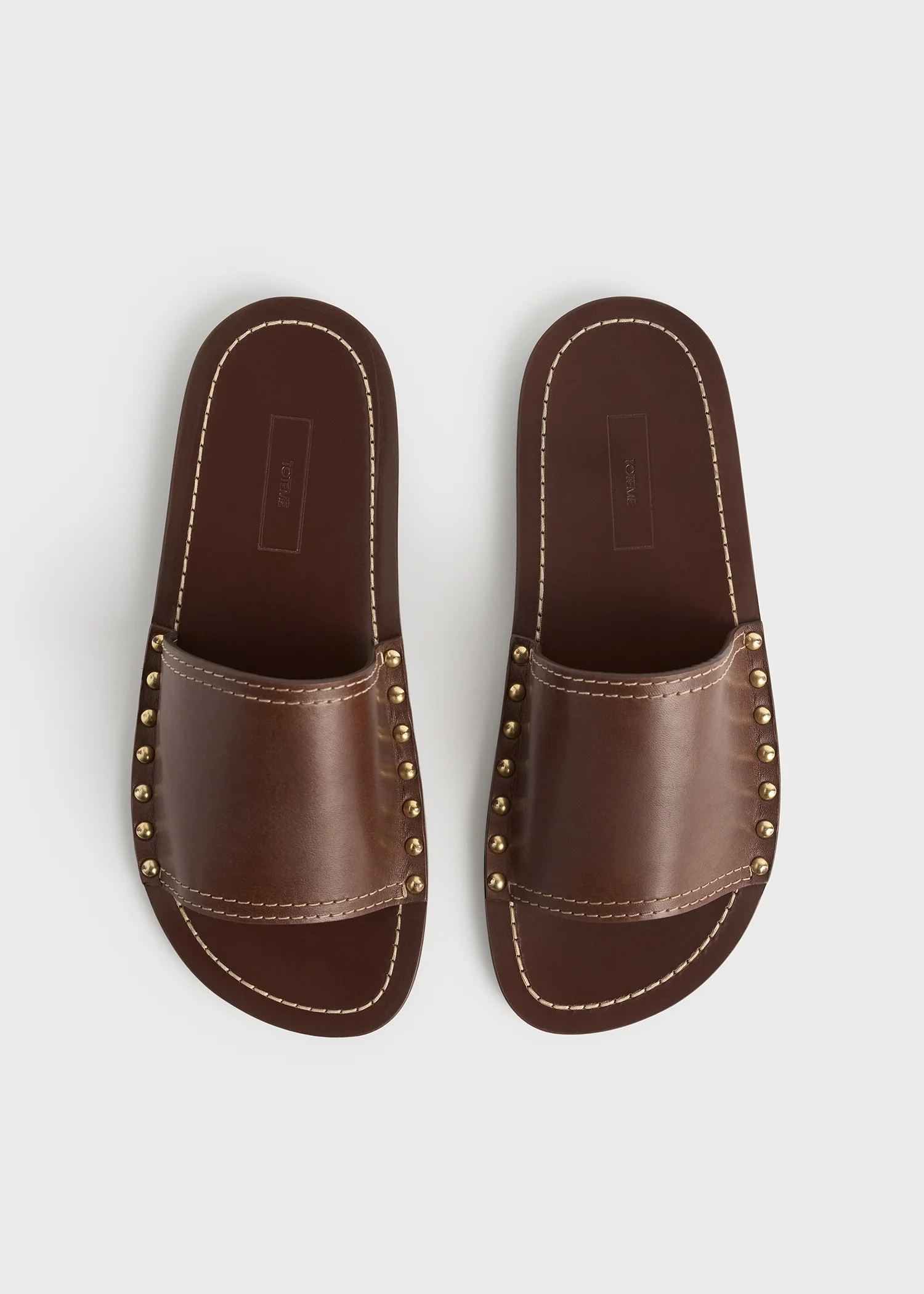 Studded leather slides sienna - Image 4