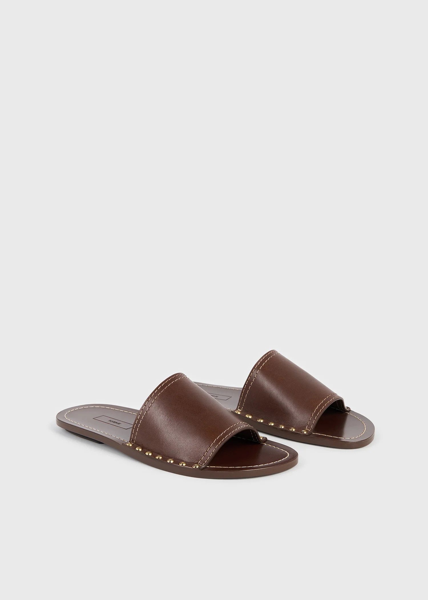 Studded leather slides sienna - Image 7