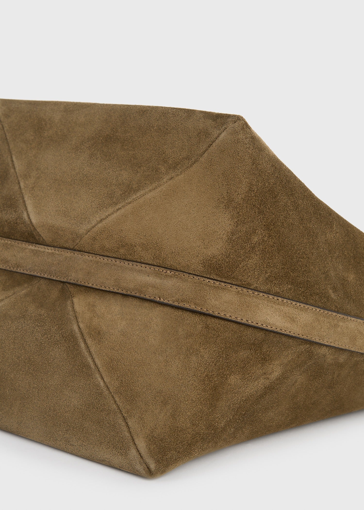 Belted suede tote dark olive - Image 6