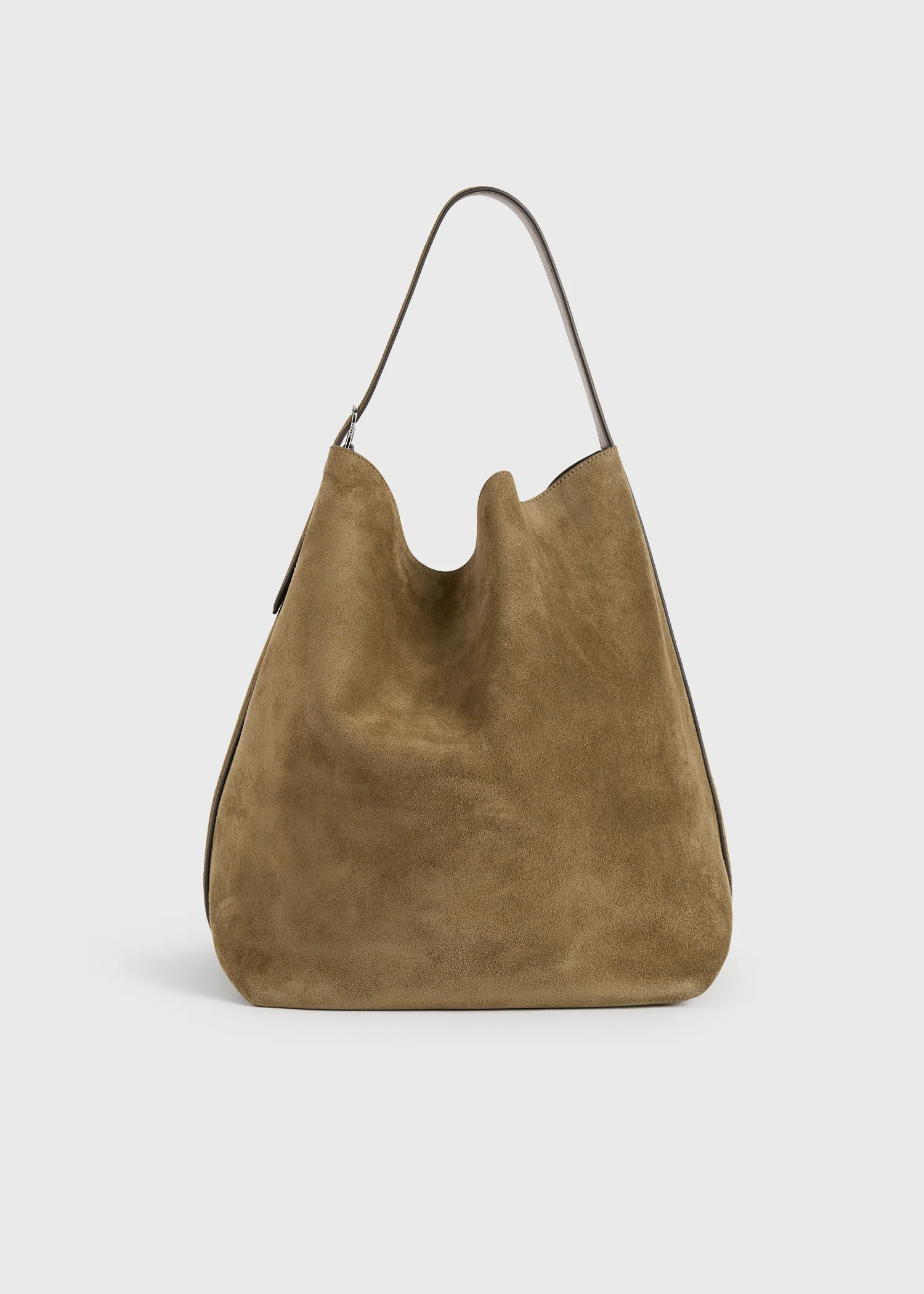 Belted suede tote dark olive - Image 8