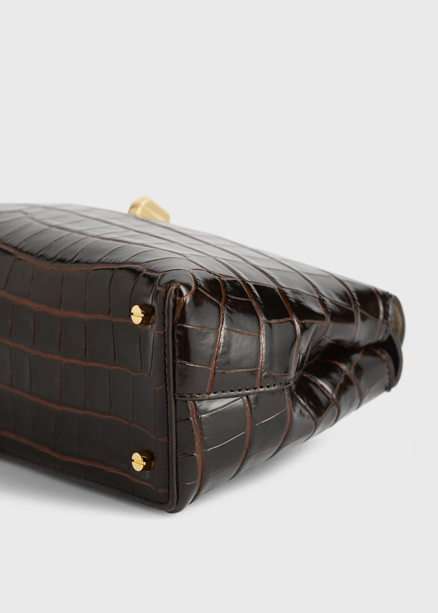 T-lock croco-embossed clutch dark brown - Image 7
