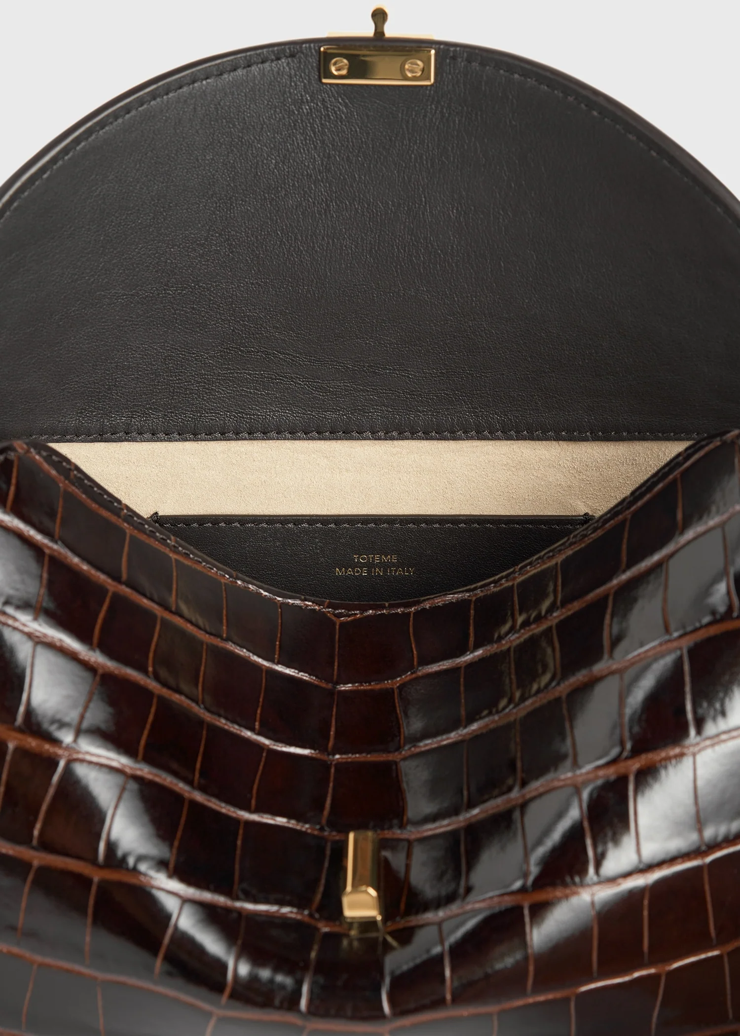 T-lock croco-embossed clutch dark brown - Image 8