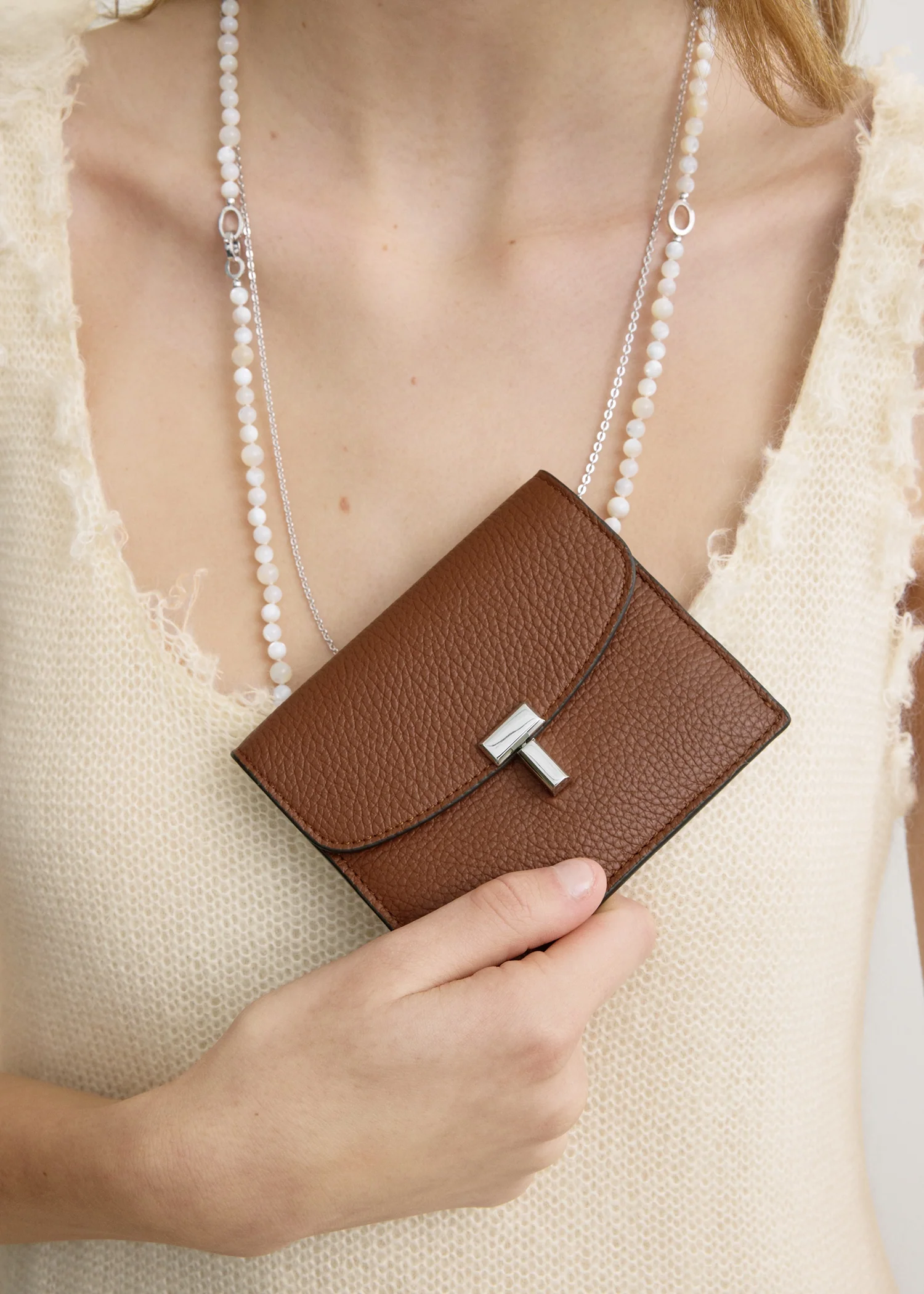 T-lock grained-leather cardholder sienna - Image 2