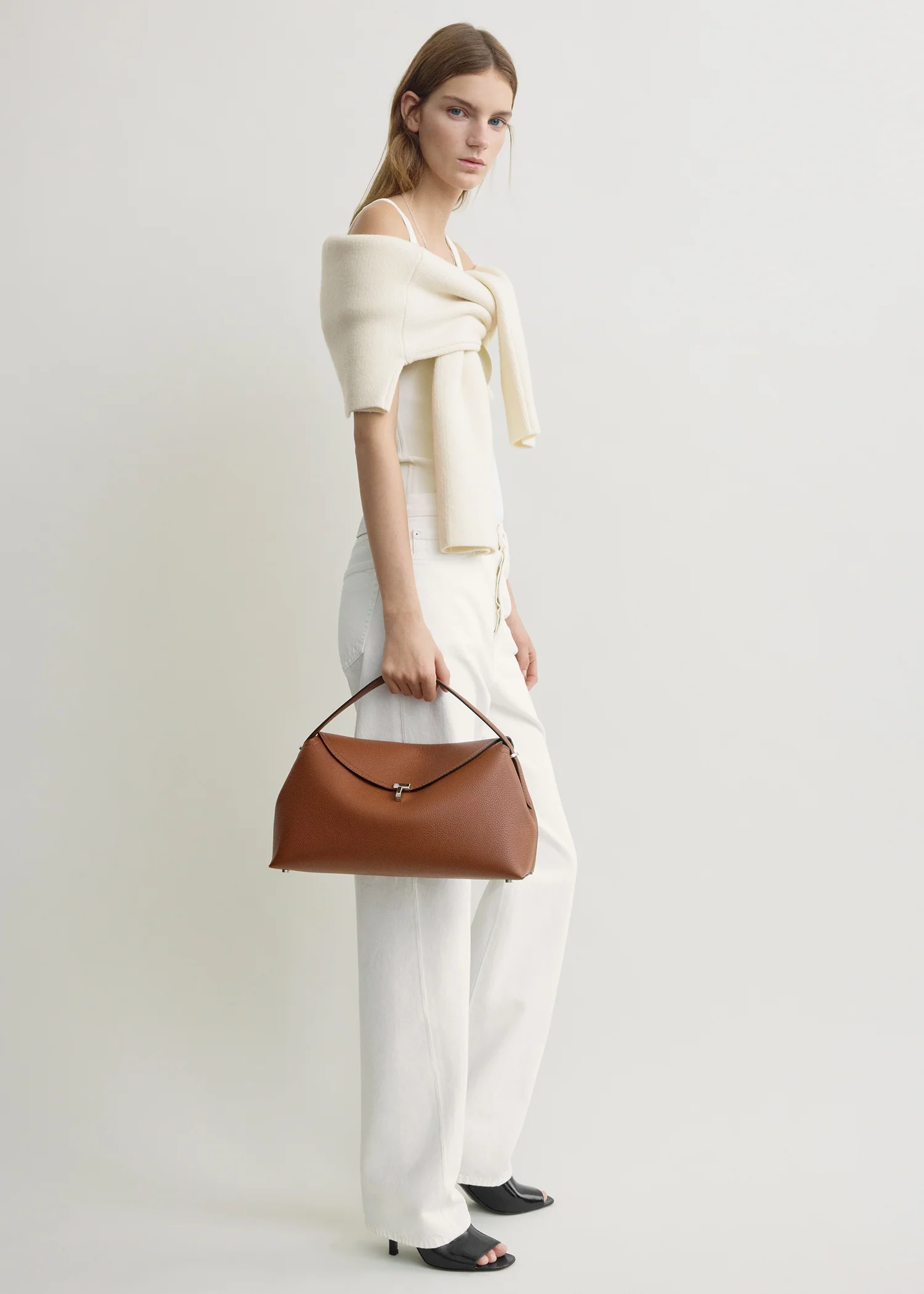 T-lock grained-leather top handle sienna - Image 3